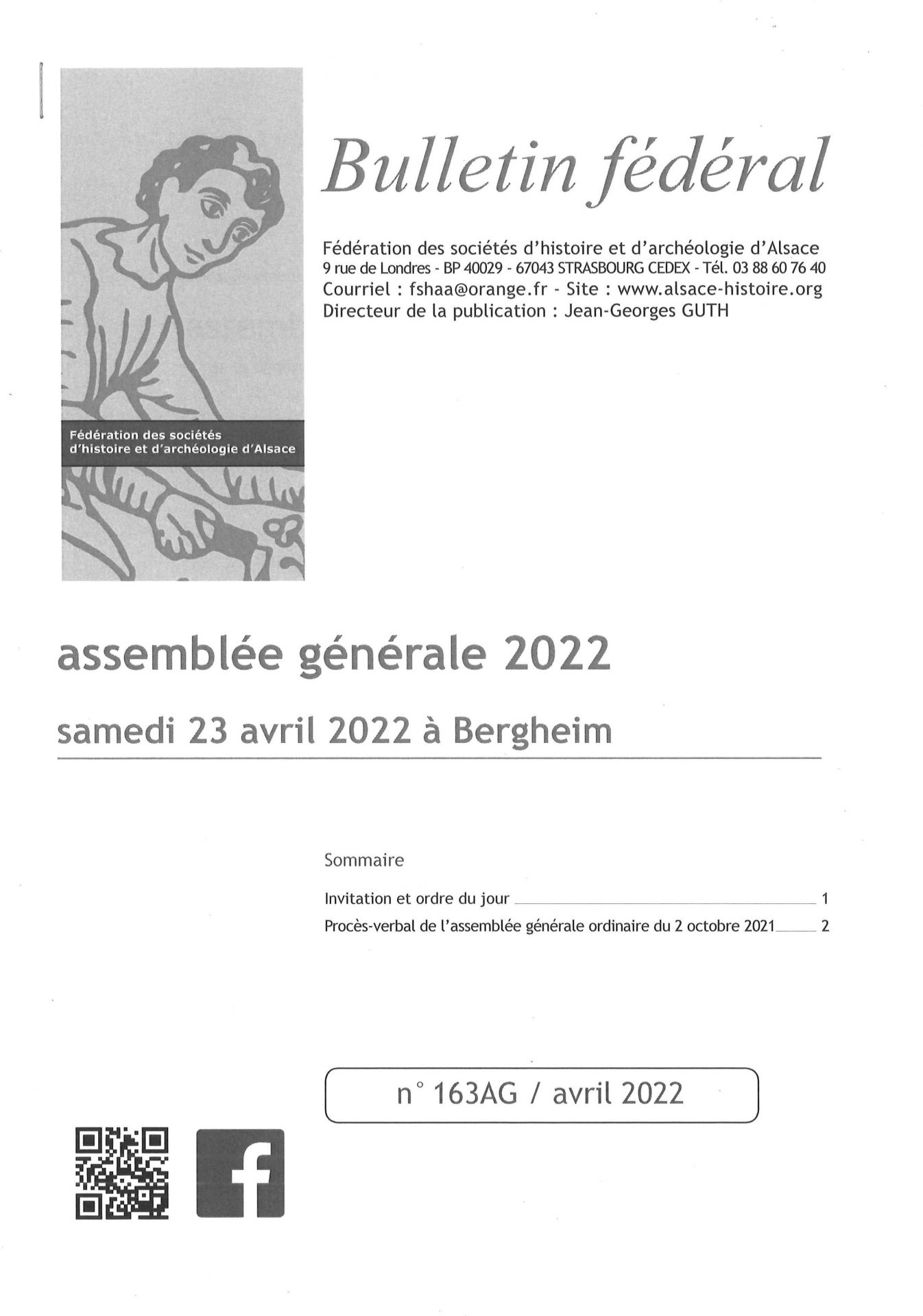Bulletin fédéral de la Fédération des Sociétés d'Histoire et d'Archéologie d'Alsace - Assemblée générale 2022