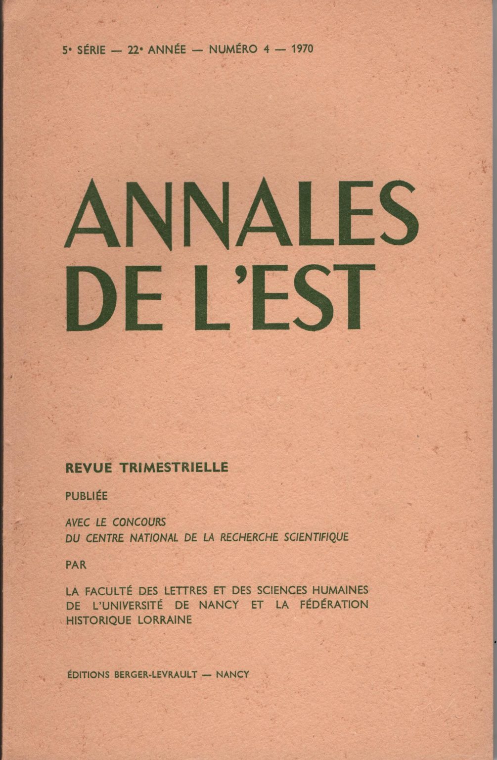 Annales de l'Est - Bibliographie lorraine