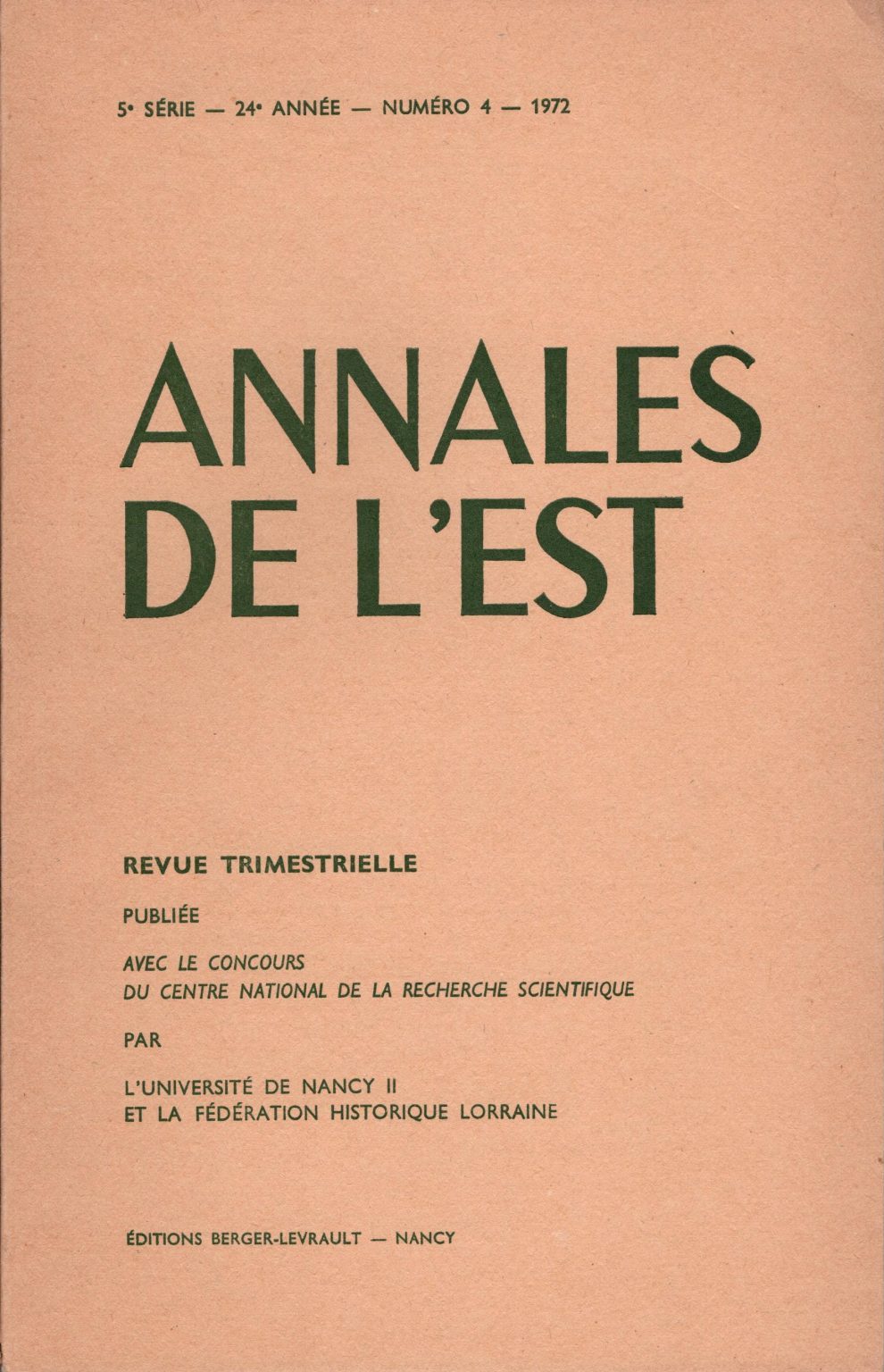 Annales de l'Est - Bibliographie lorraine