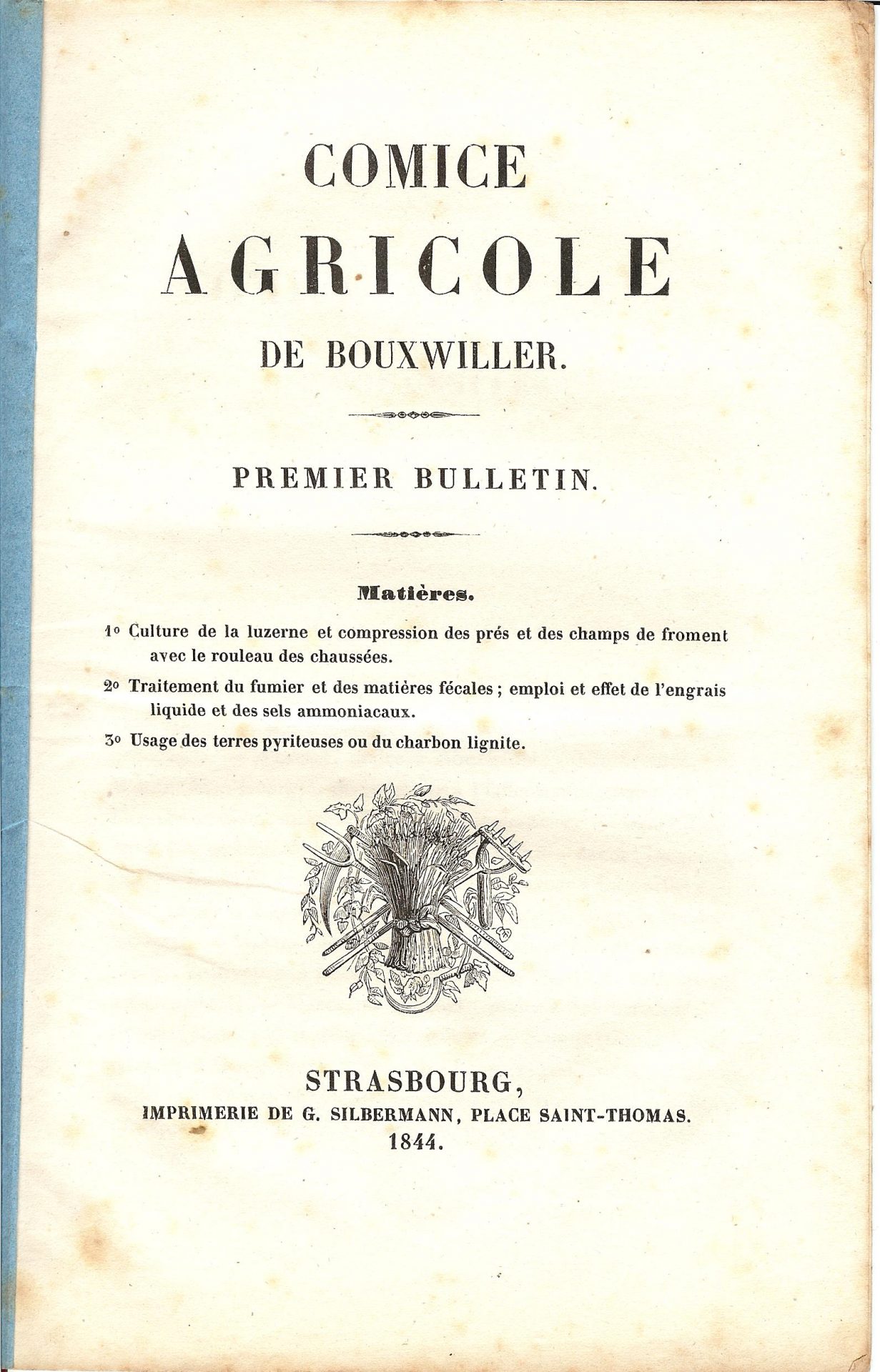 Comice agricole de Bouxwiller - Premier bulletin