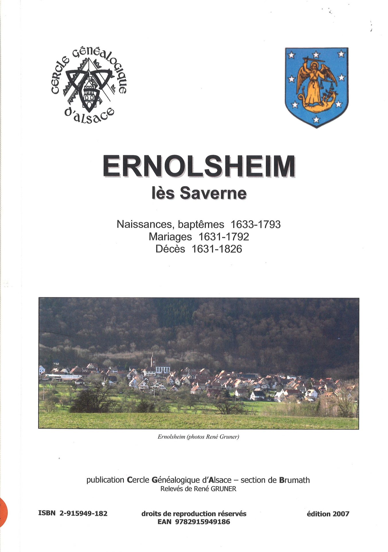 Ernolsheim lès Saverne - Naissances, baptêmes 1633-1793 - Mariages 1631-1792 - Décès 1631-1826