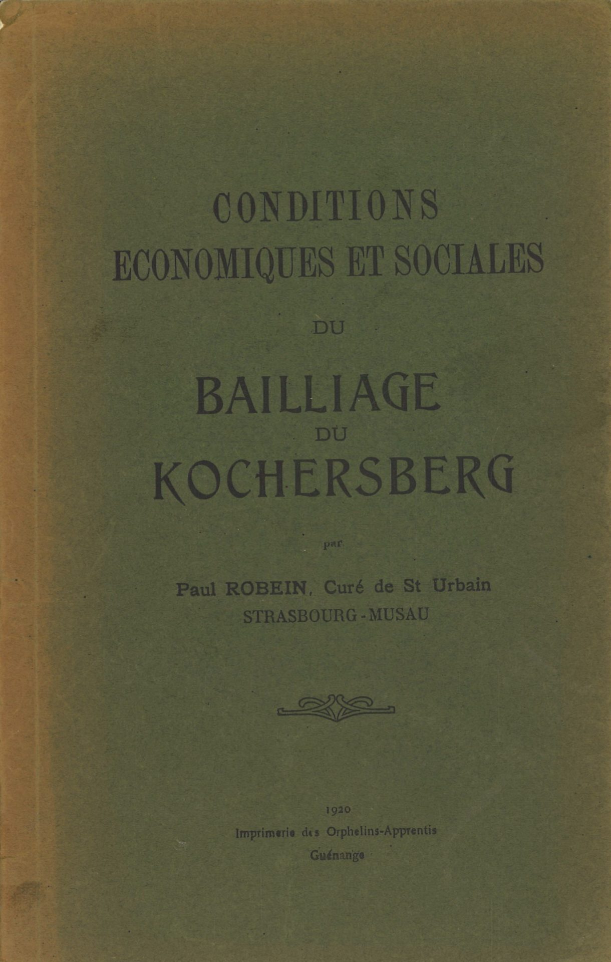 Conditions économiques et sociales du bailliage du Kochersberg