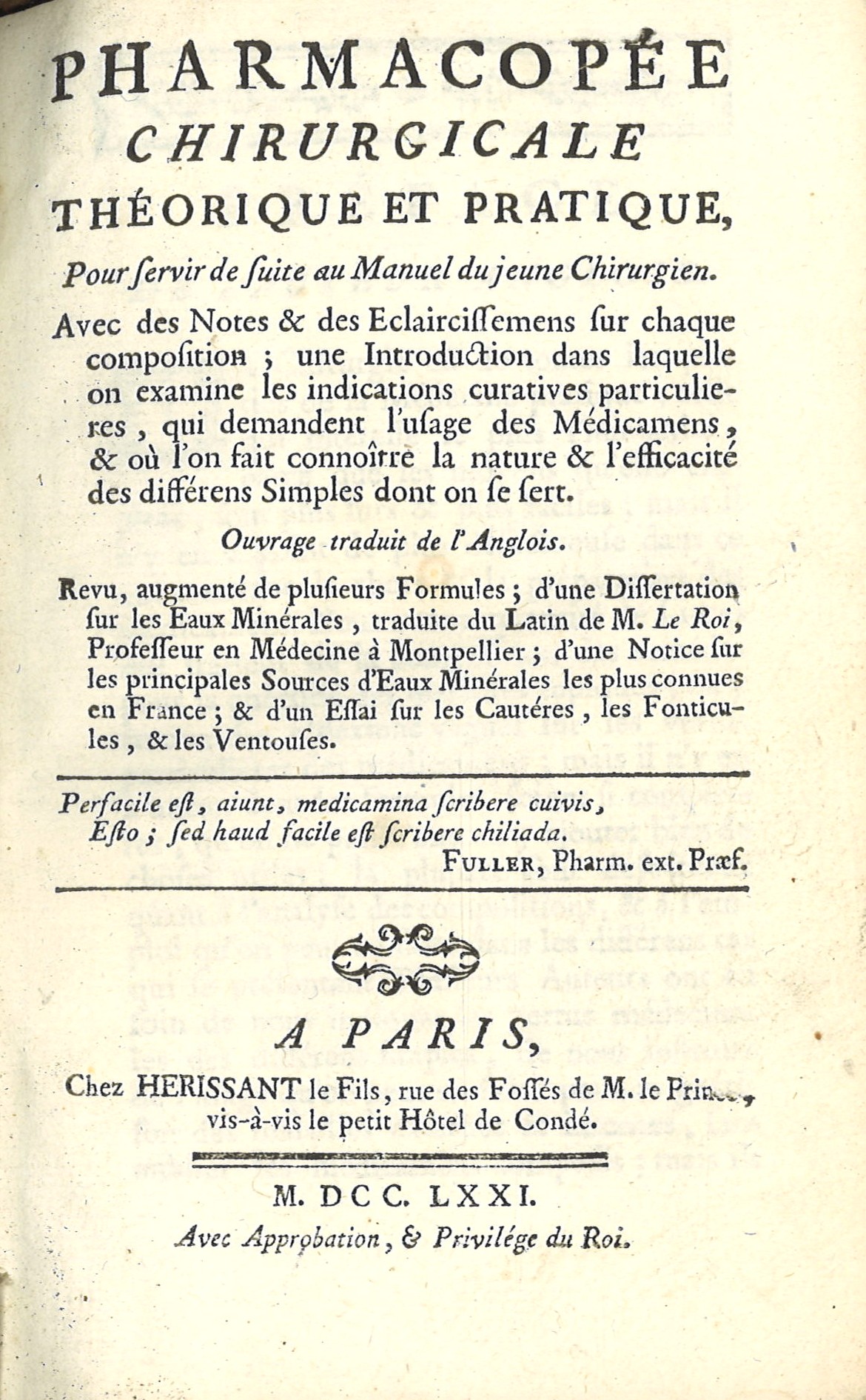 Pharmacopée chirurgicale théorique et pratique