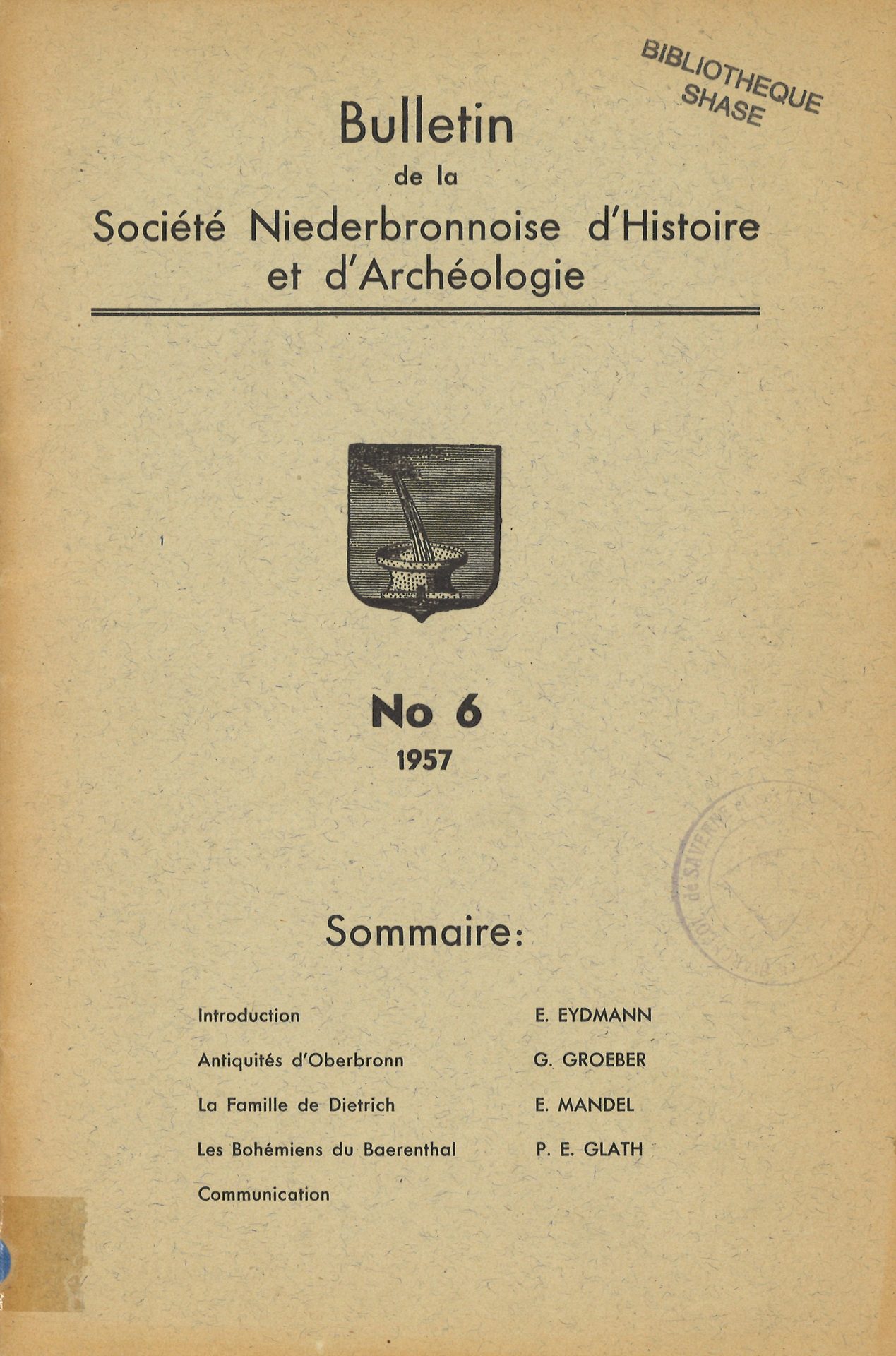 Bulletin de la Société Niederbronnoise d'Histoire et d'Archéologie