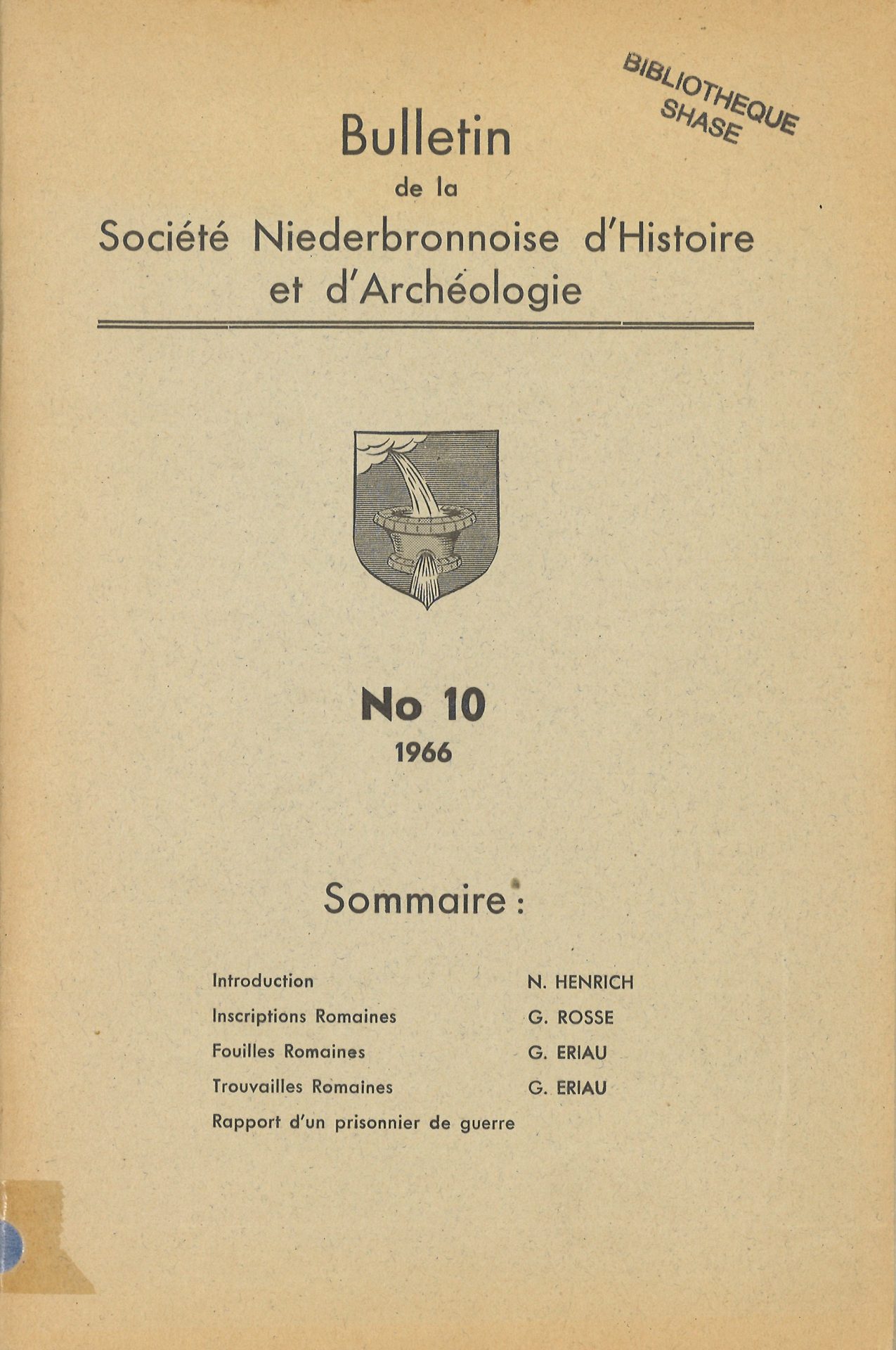 Bulletin de la Société Niederbronnoise d'Histoire et d'Archéologie
