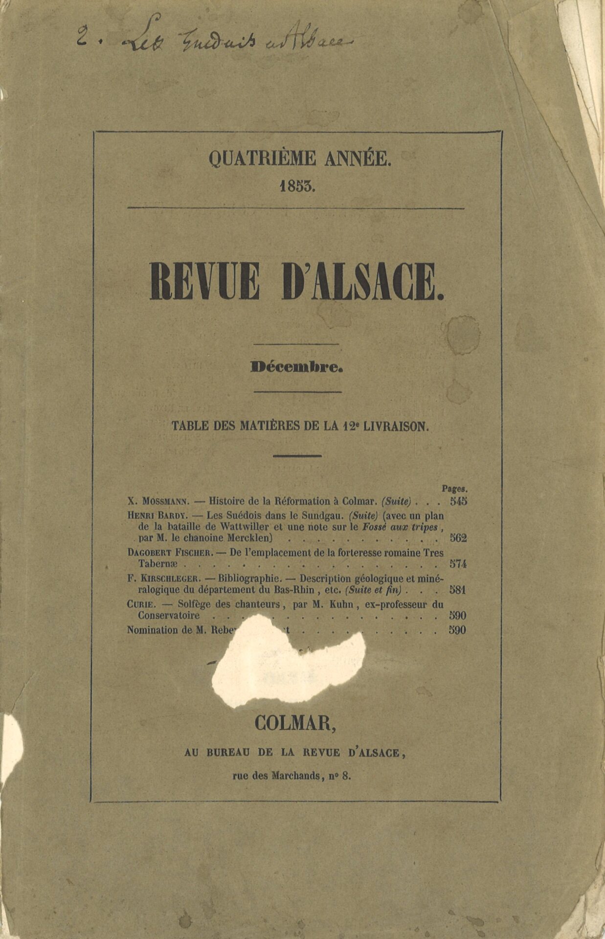 Revue d'Alsace