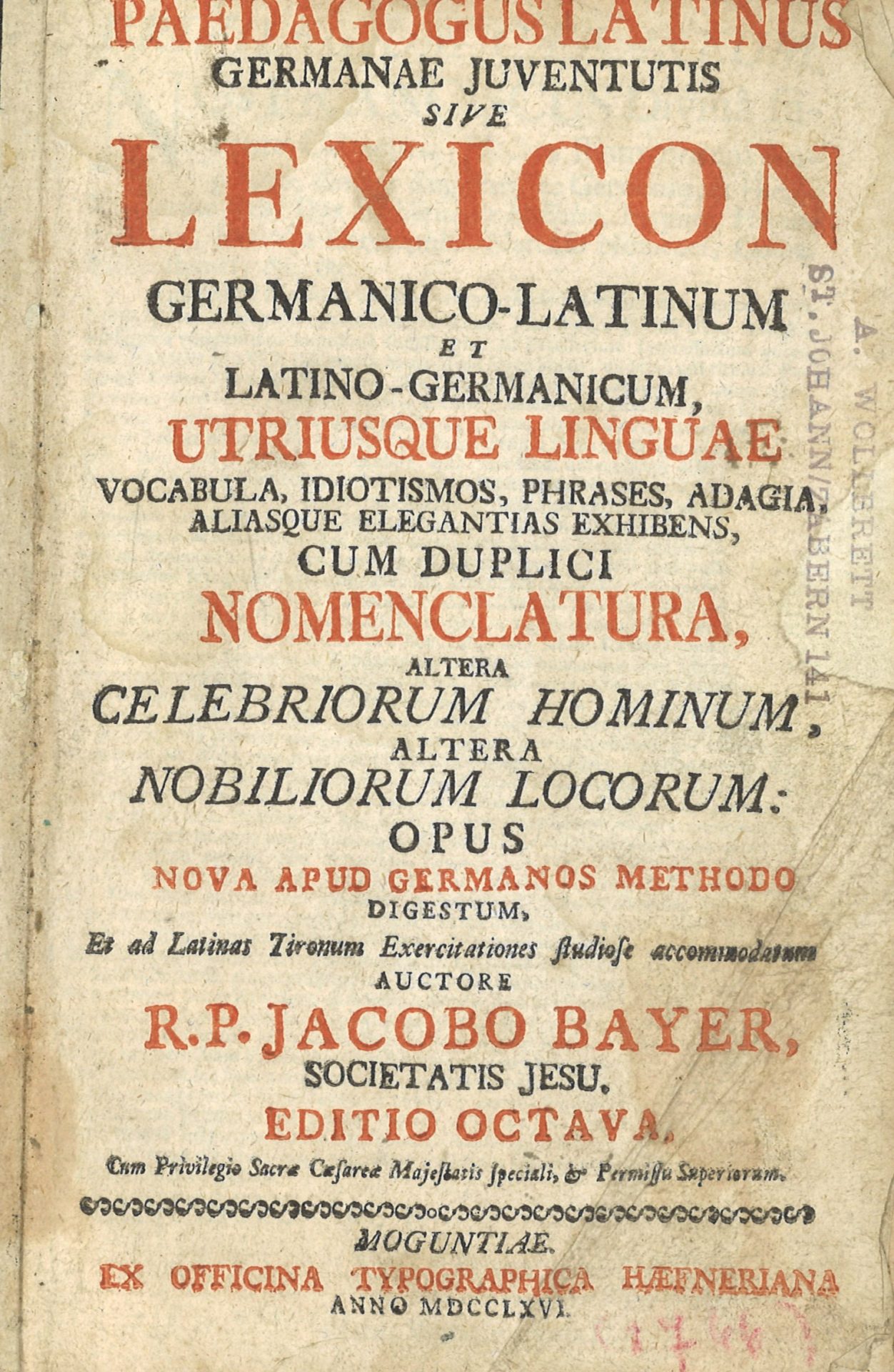 Paedagogus latinus germanae juventutis sive lexicon germanico-latinum et latini-germanicum