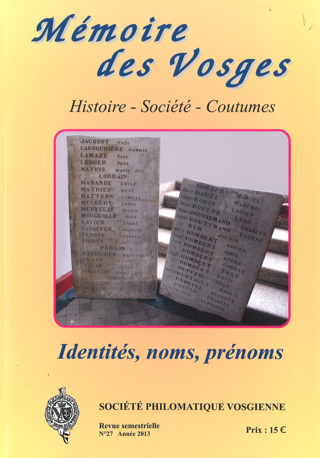 Mémoire des Vosges : Identités, noms, prénoms
