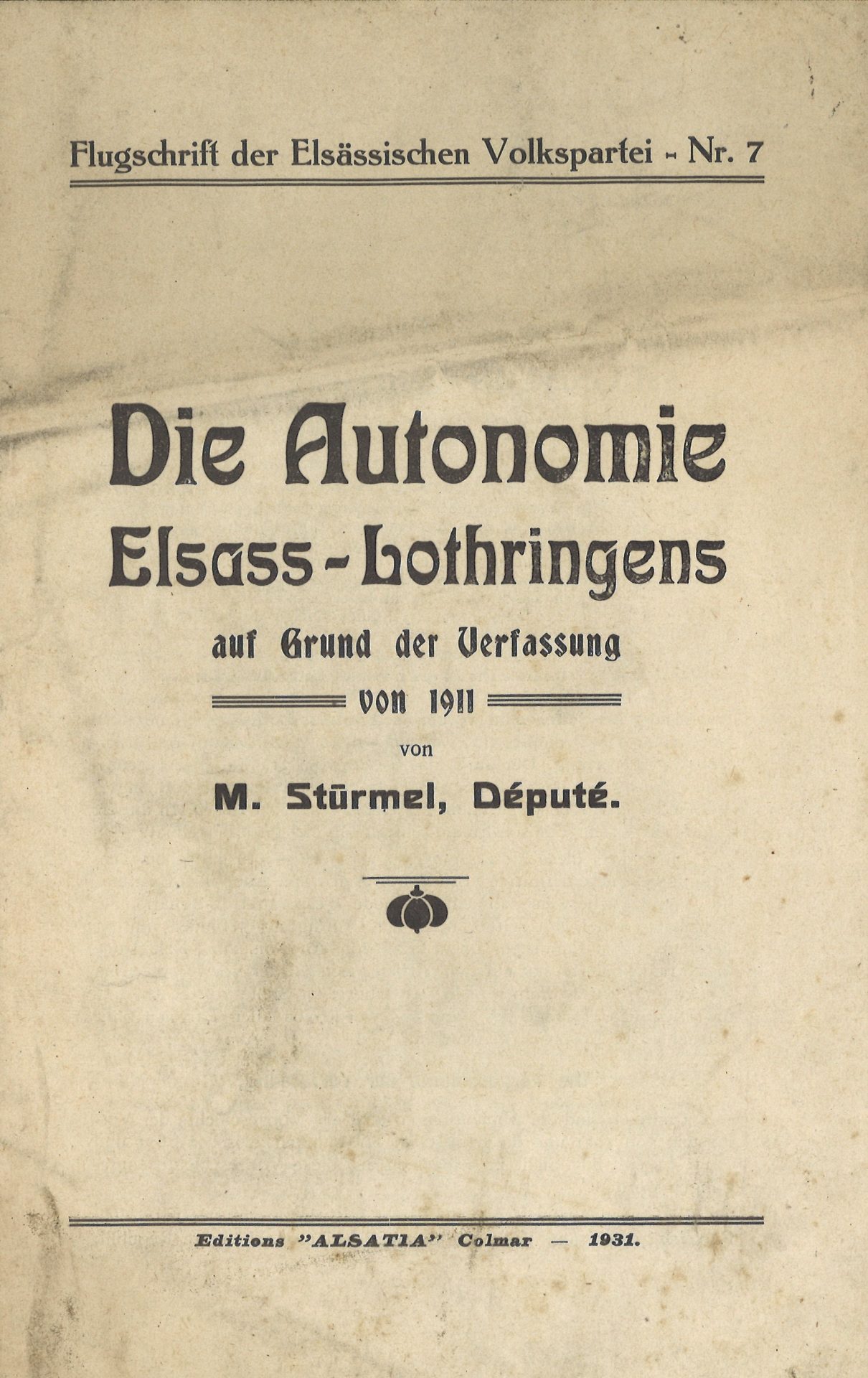 Die Autonomie Elsass-Lothringens auf Grund der Verfassung von 1911