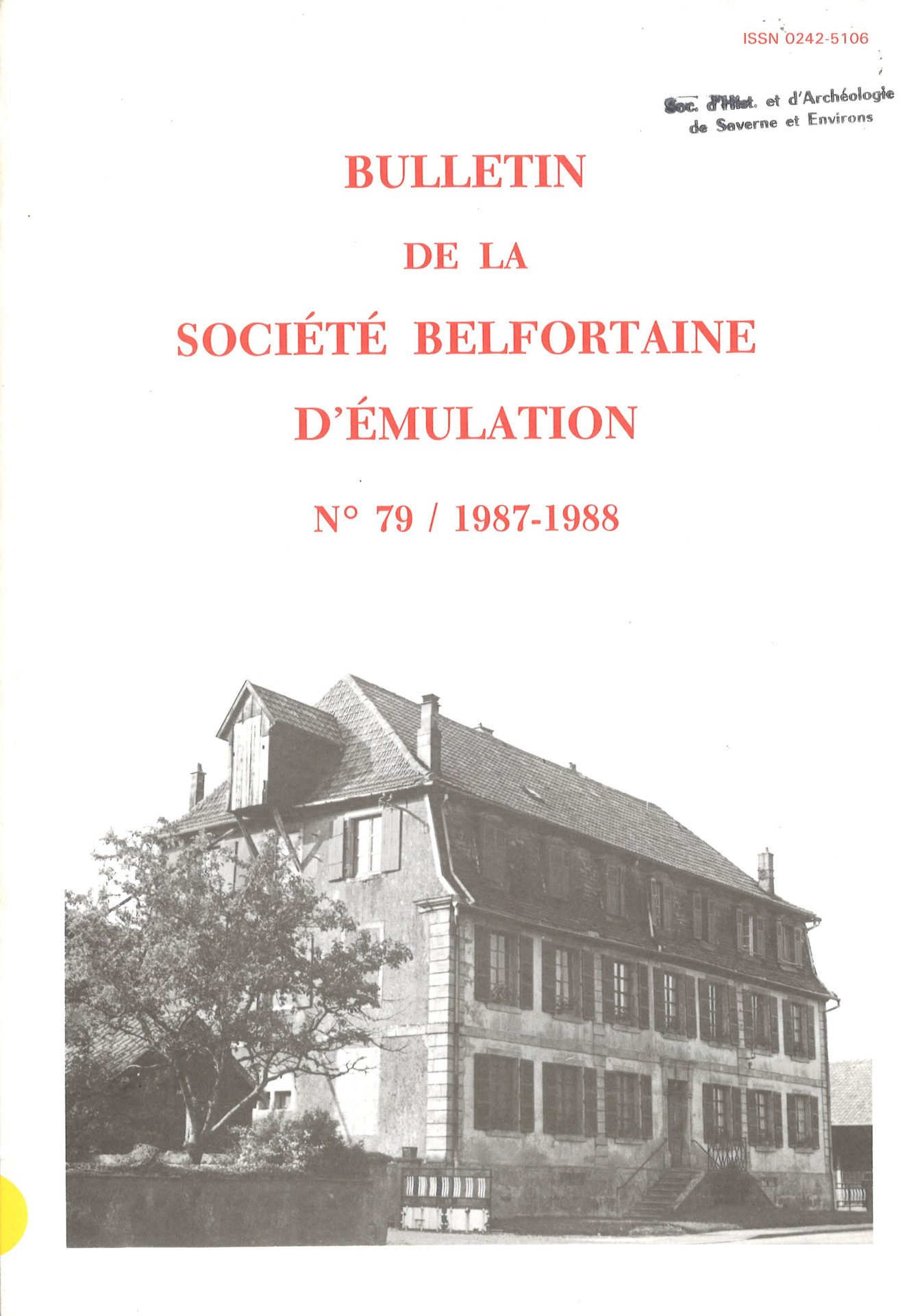 Bulletin de la société belfortaine d'émulation