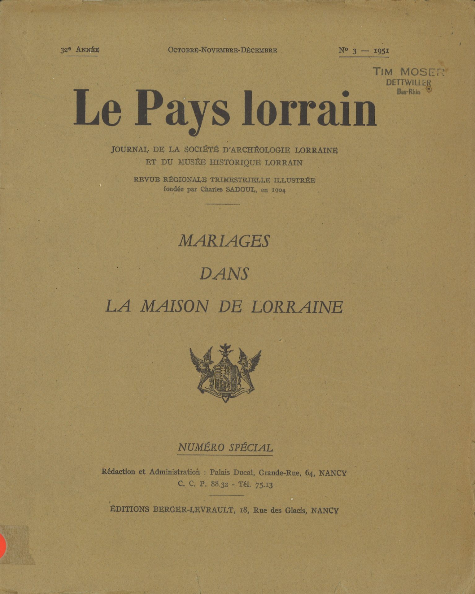 Le Pays Lorrain - Mariages dans la Maison de Lorraine