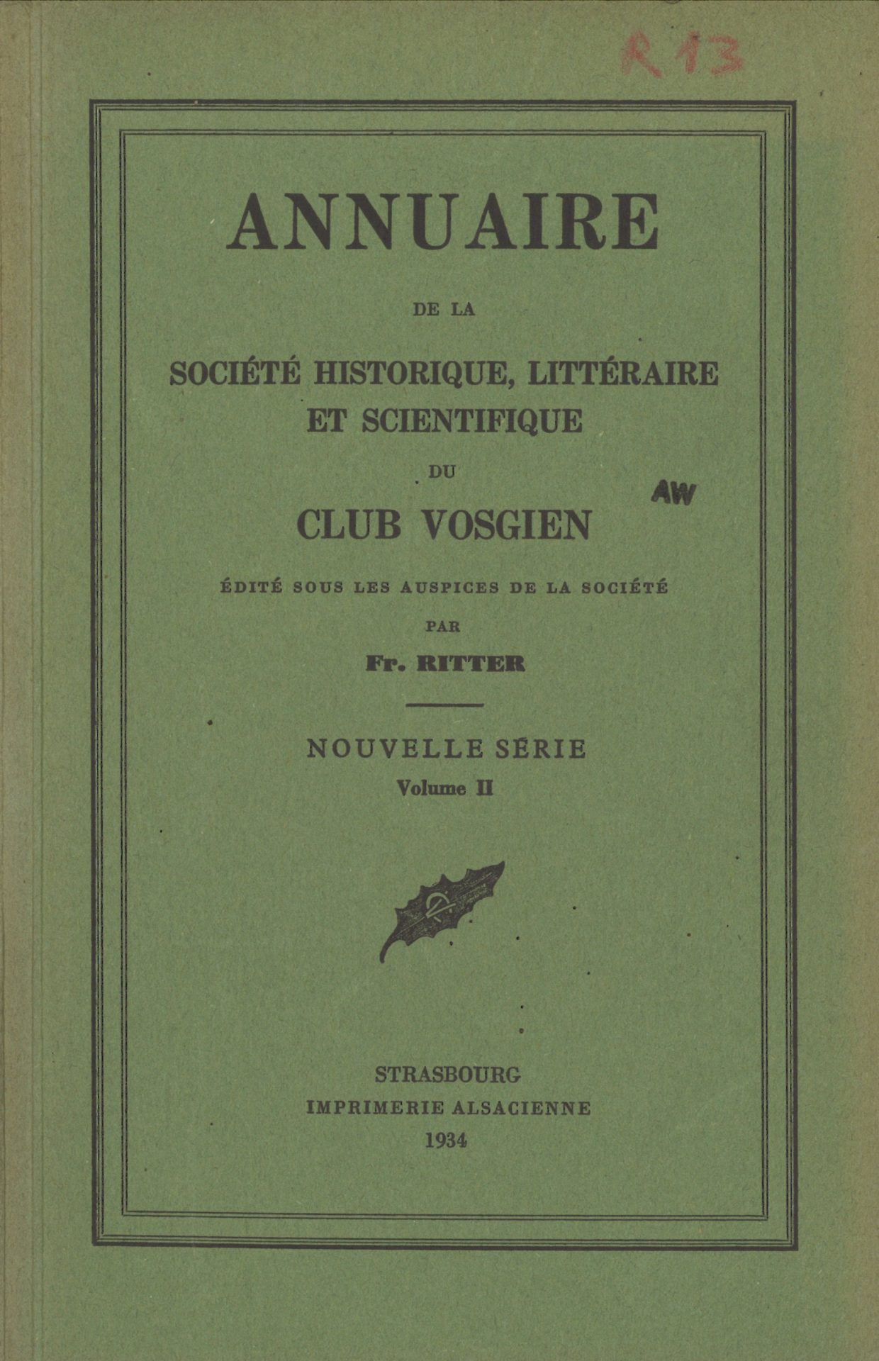 Annuaire de la Société historique, littéraire et scientifique du Club Vosgien