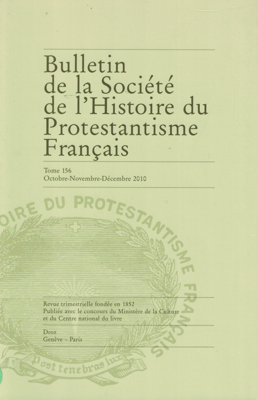 Bulletin de la Société de l'histoire du protestantisme français