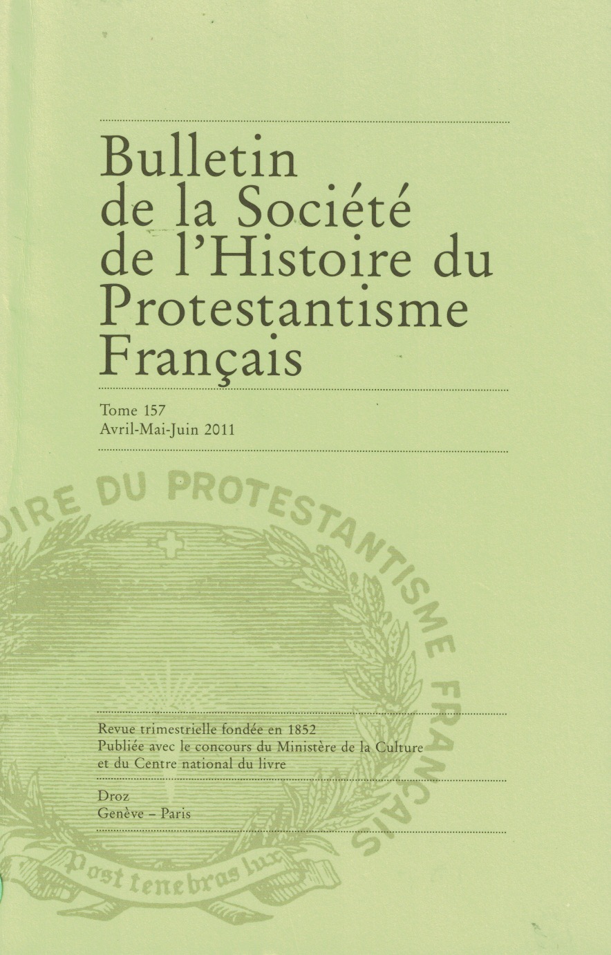 Bulletin de la Société de l'histoire du protestantisme français