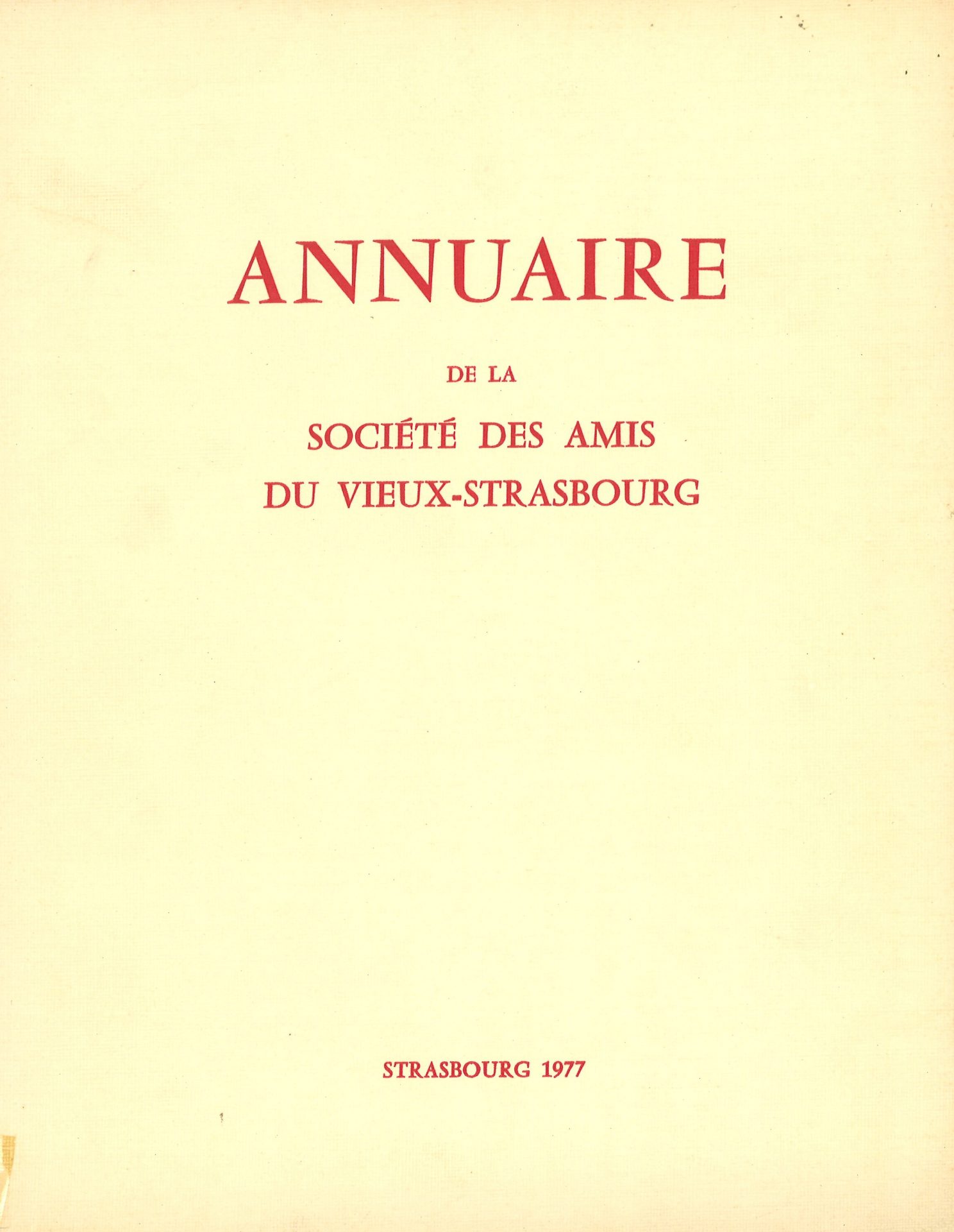 Annuaire de la Société des Amis du Vieux Strasbourg