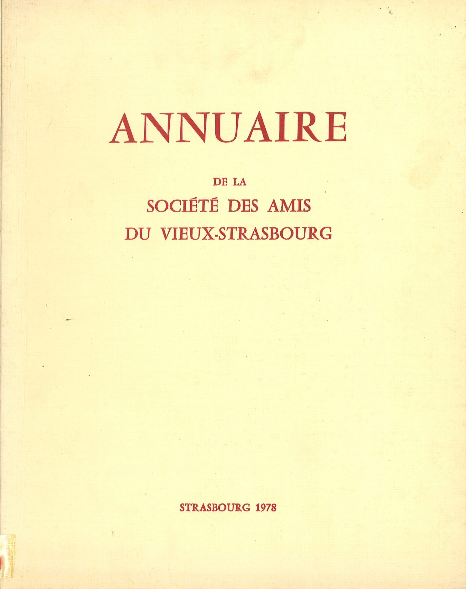 Annuaire de la Société des Amis du Vieux Strasbourg