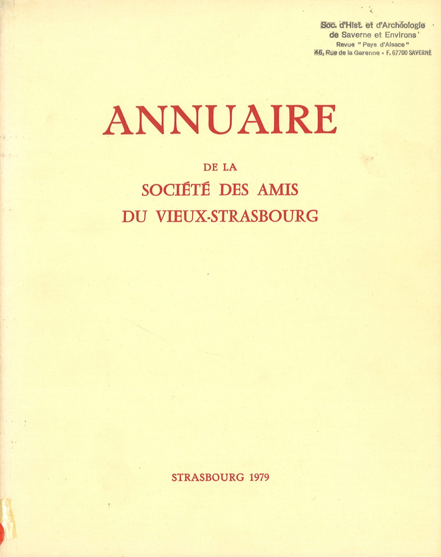 Annuaire de la Société des Amis du Vieux Strasbourg