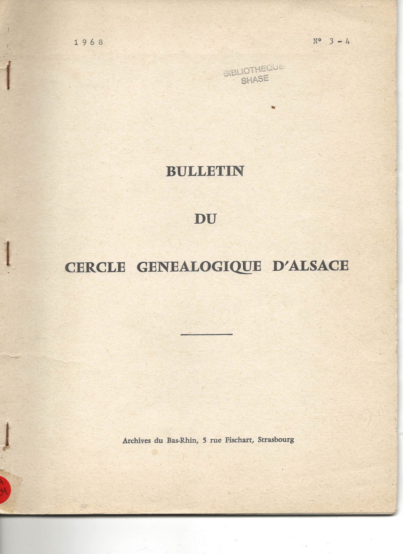Bulletin du Cercle Généalogique d'Alsace