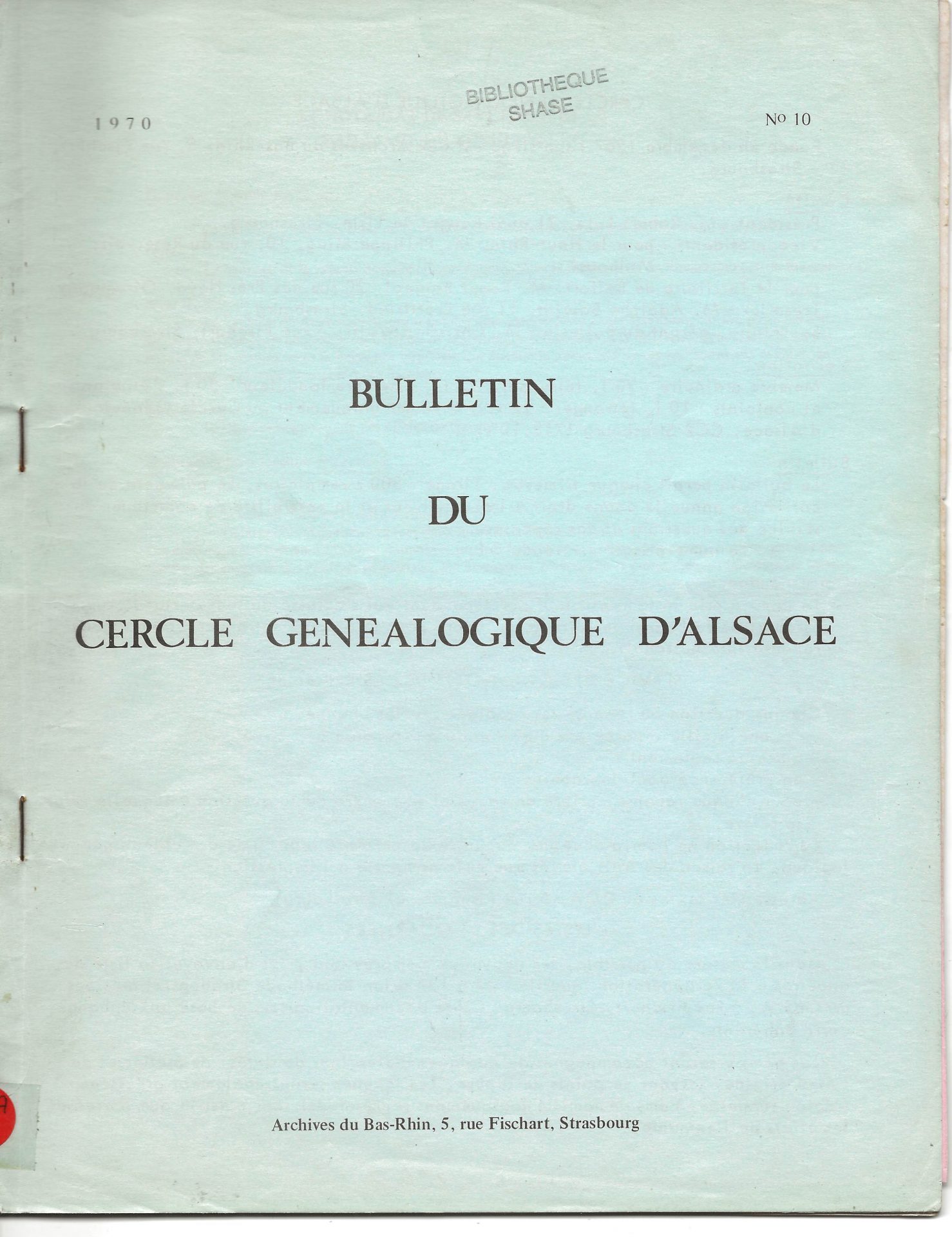 Bulletin du Cercle Généalogique d'Alsace