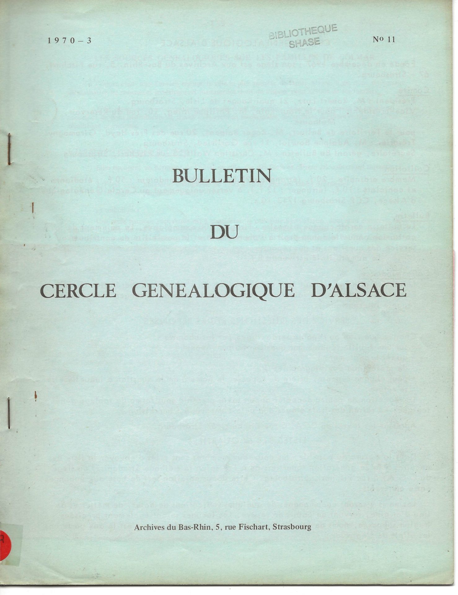 Bulletin du Cercle Généalogique d'Alsace