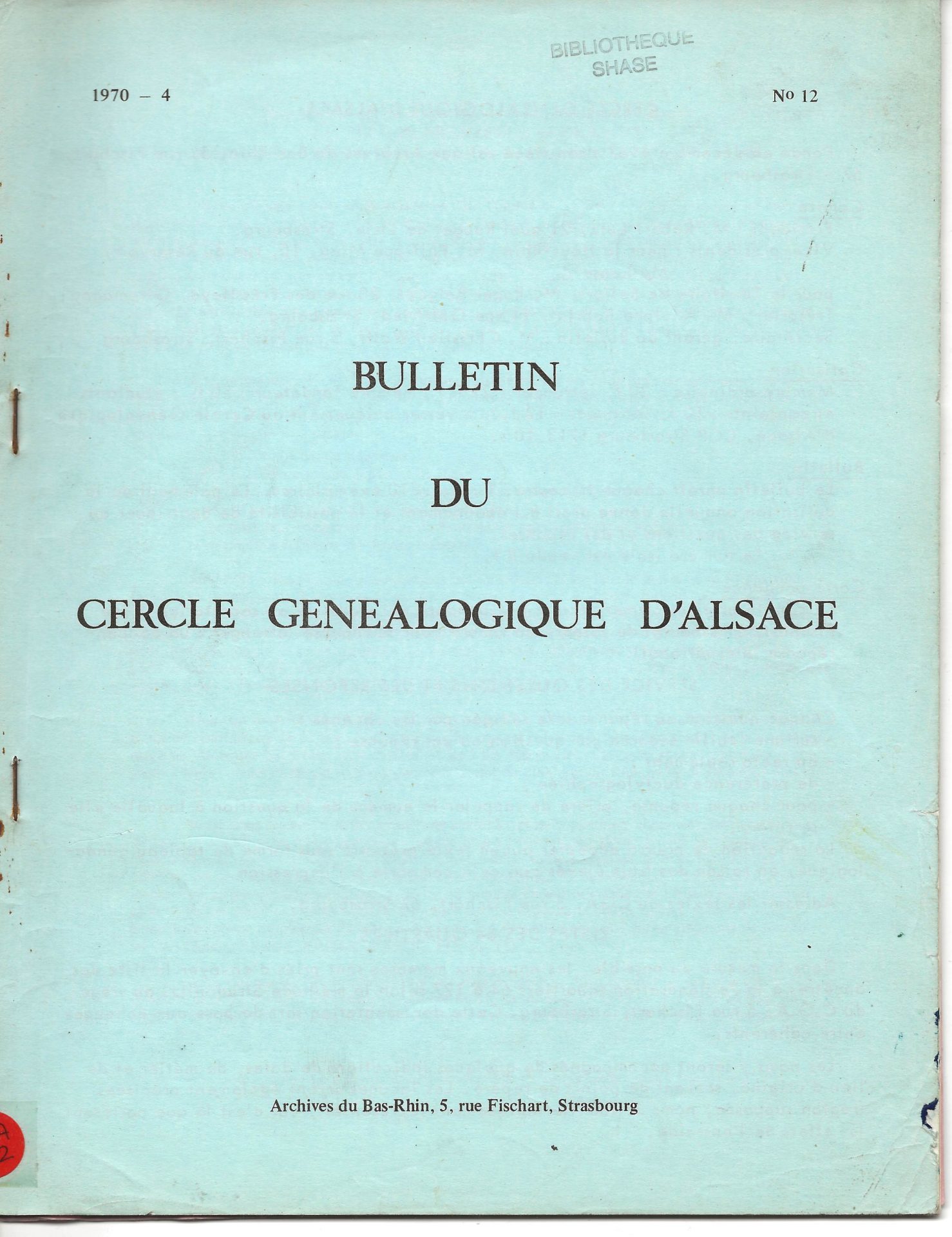 Bulletin du Cercle Généalogique d'Alsace