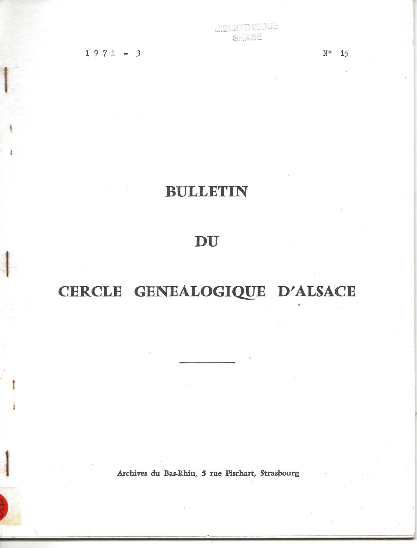 Bulletin du Cercle Généalogique d'Alsace