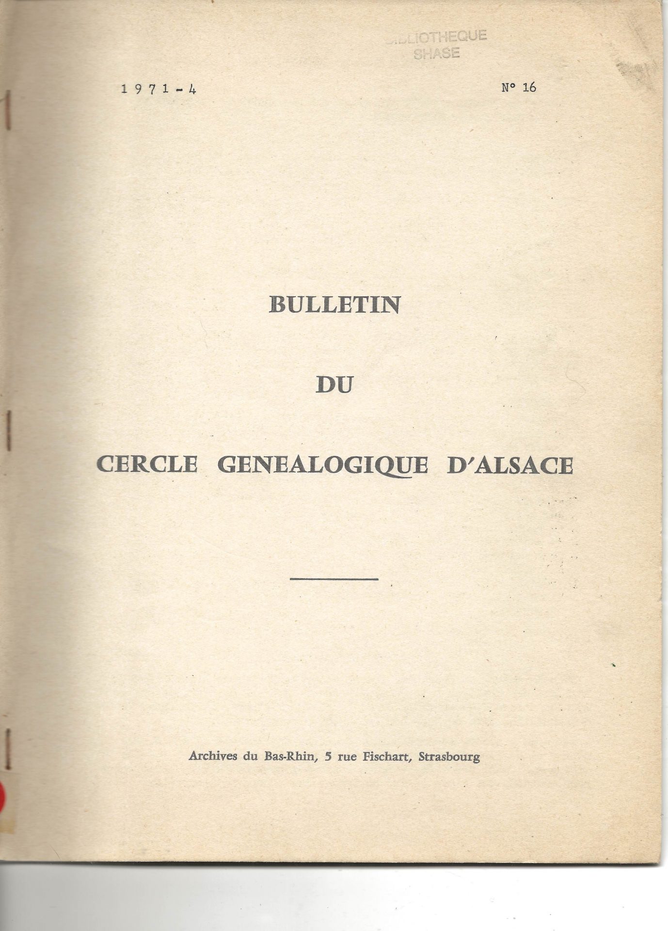 Bulletin du Cercle Généalogique d'Alsace