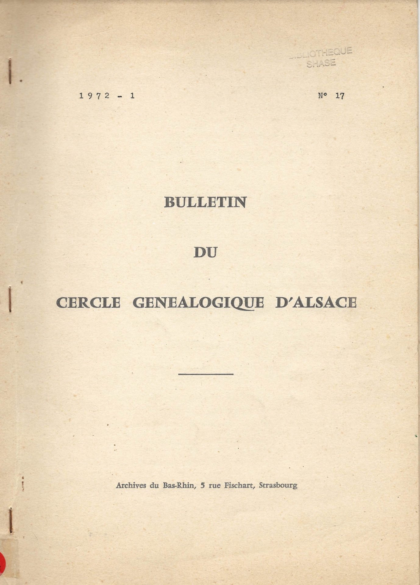 Bulletin du Cercle Généalogique d'Alsace