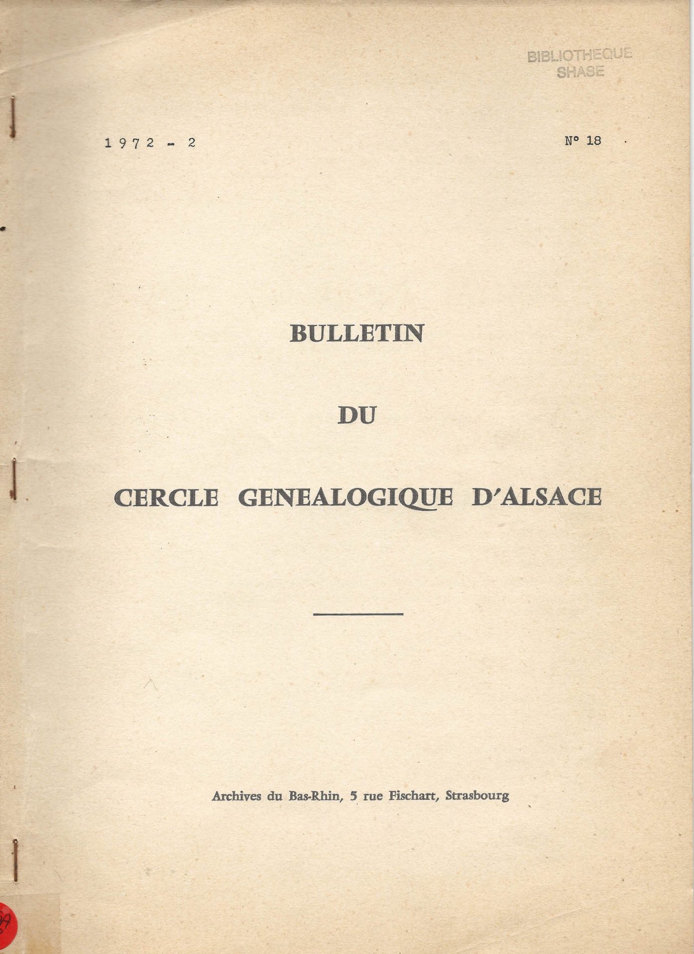 Bulletin du Cercle Généalogique d'Alsace