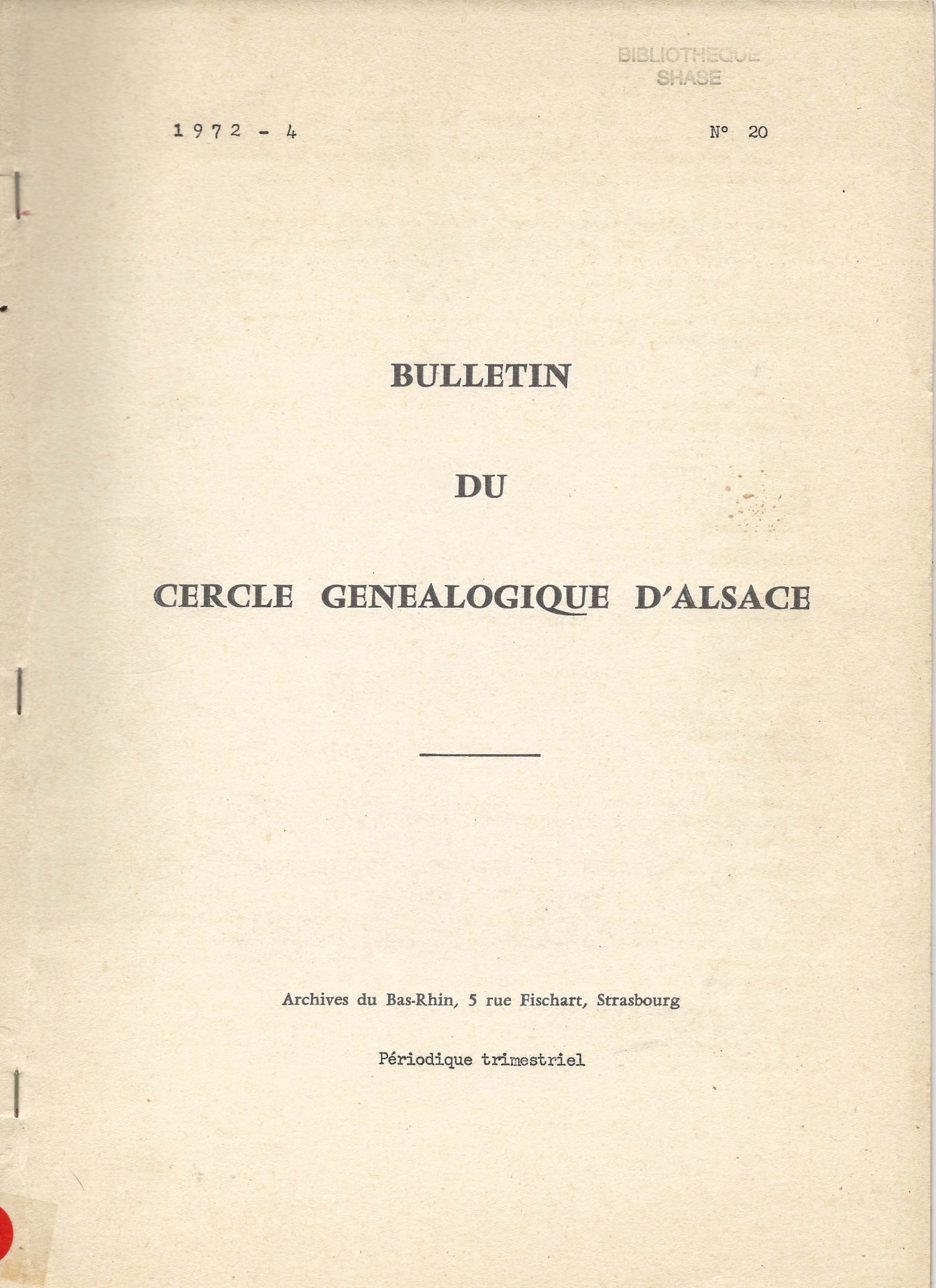 Bulletin du Cercle Généalogique d'Alsace