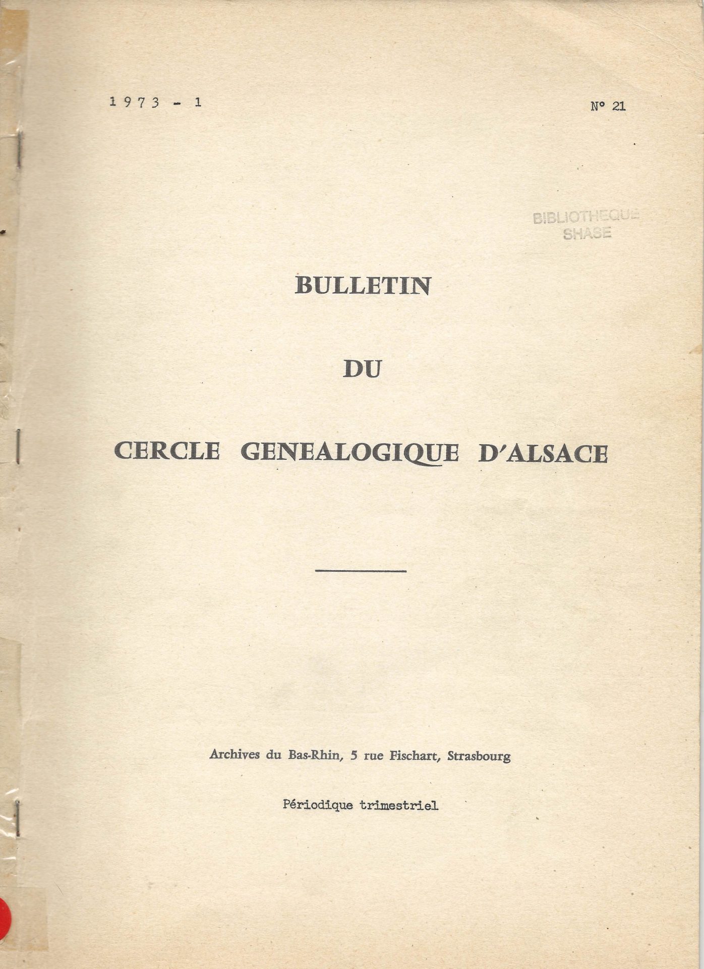 Bulletin du Cercle Généalogique d'Alsace