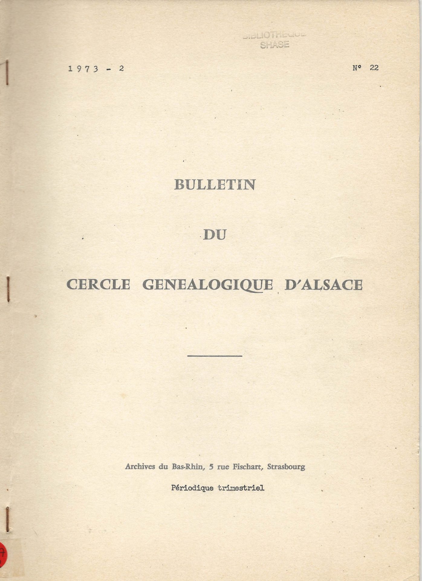 Bulletin du Cercle Généalogique d'Alsace