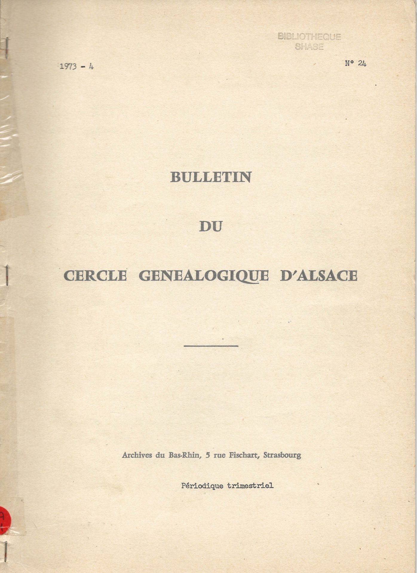 Bulletin du Cercle Généalogique d'Alsace
