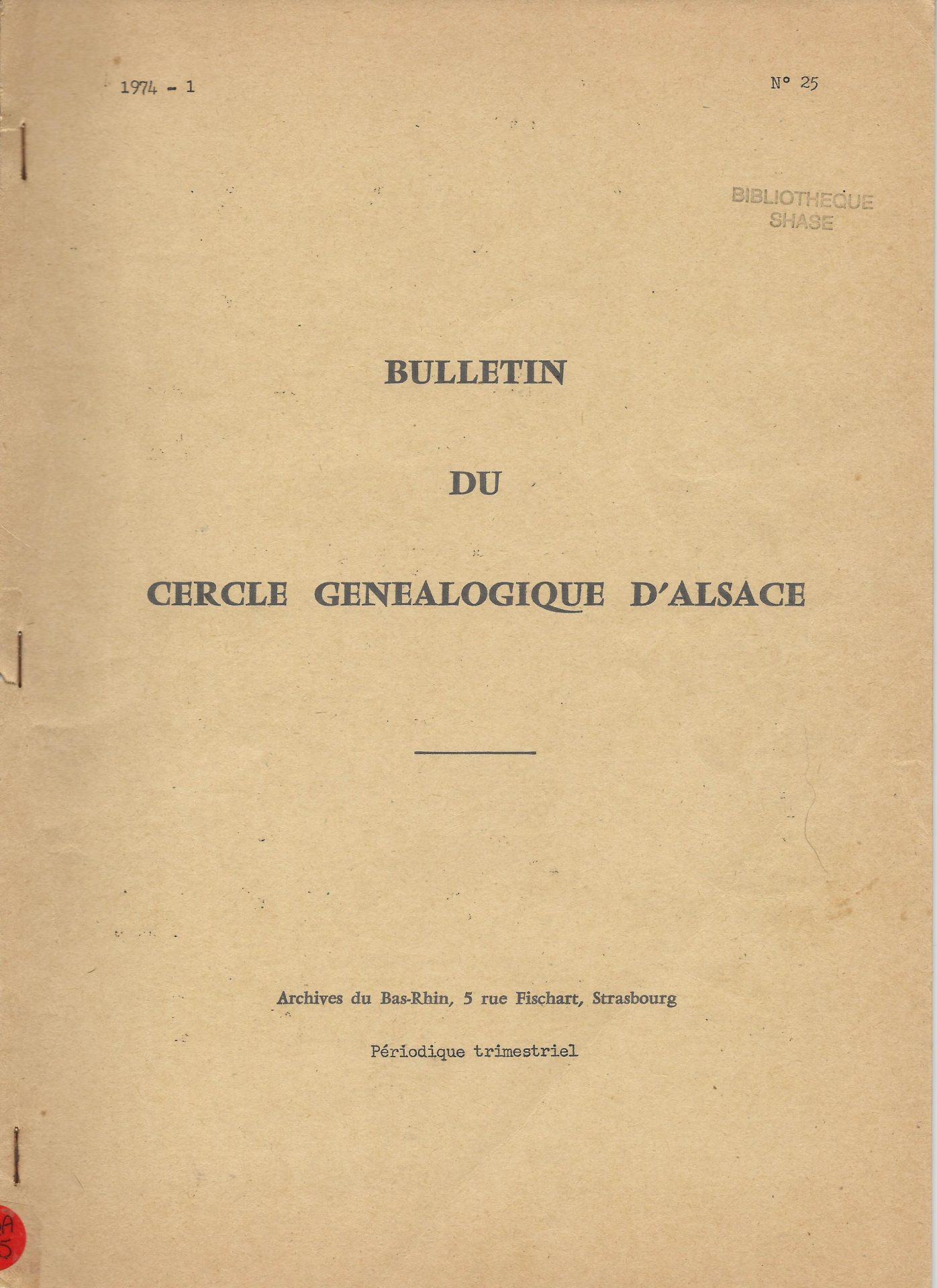 Bulletin du Cercle Généalogique d'Alsace