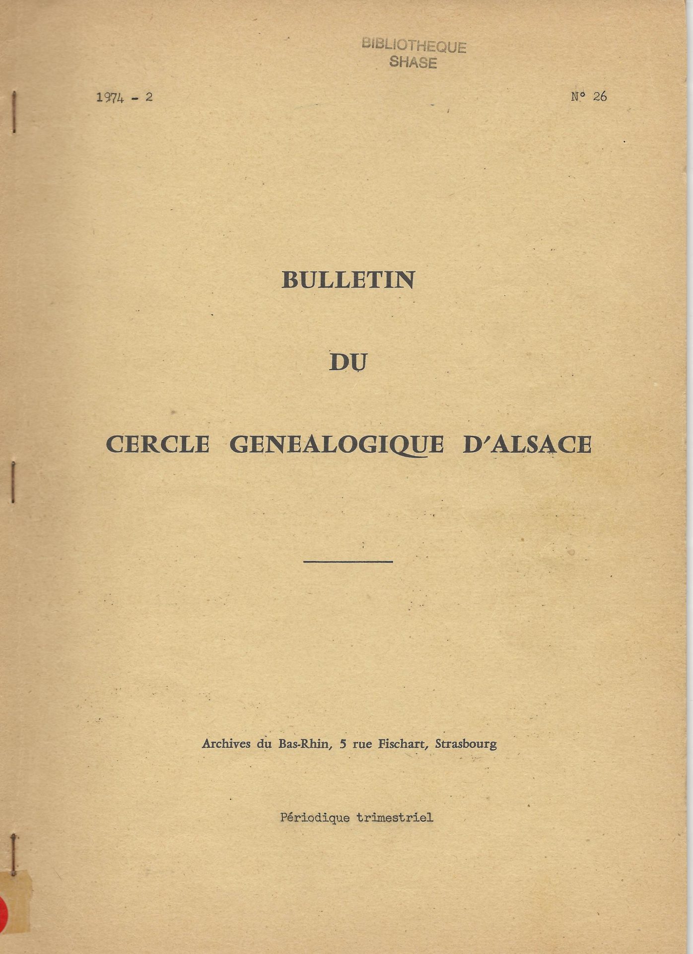 Bulletin du Cercle Généalogique d'Alsace