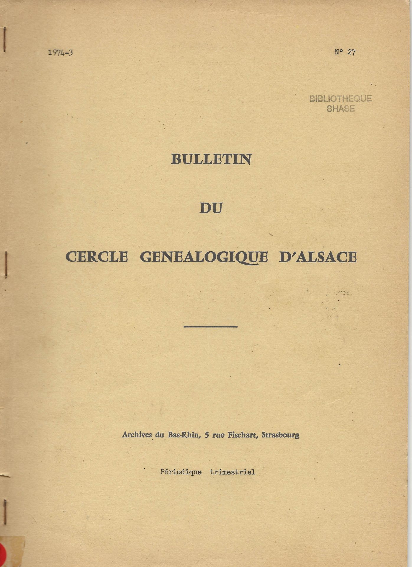 Bulletin du Cercle Généalogique d'Alsace