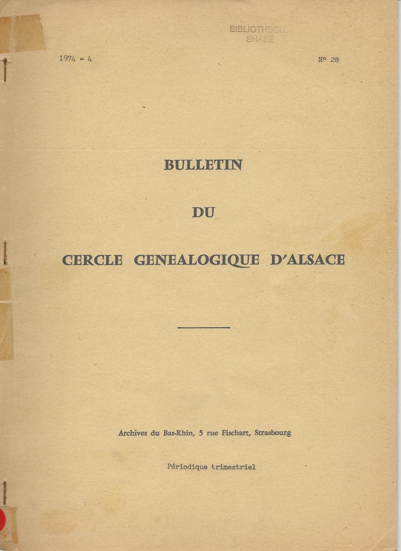 Bulletin du Cercle Généalogique d'Alsace