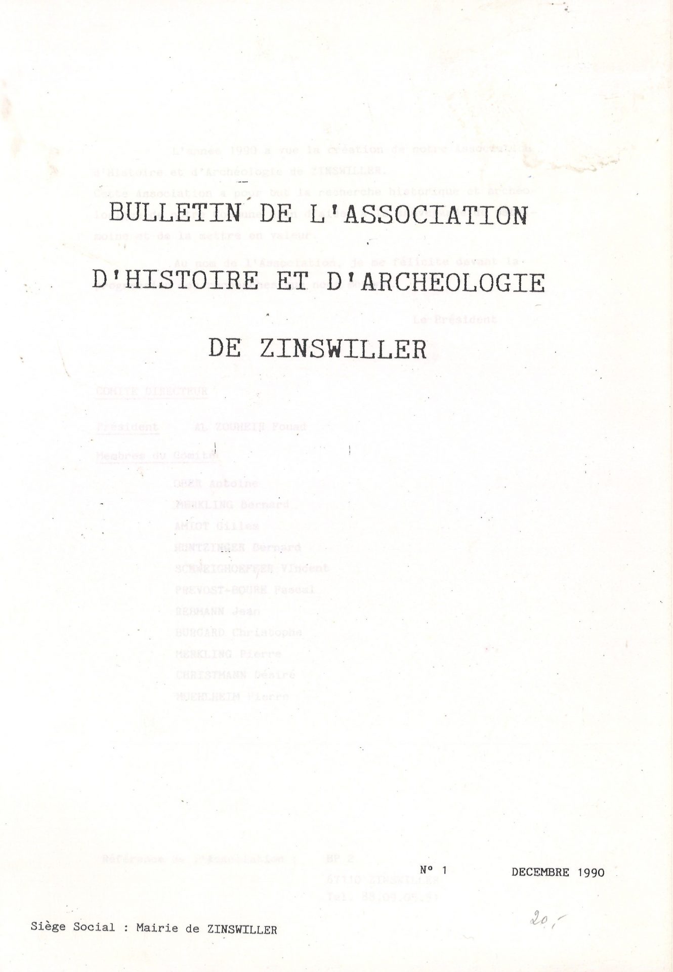 Bulletin de l'Association d'Histoire et d'Archéologie de Zinswiller