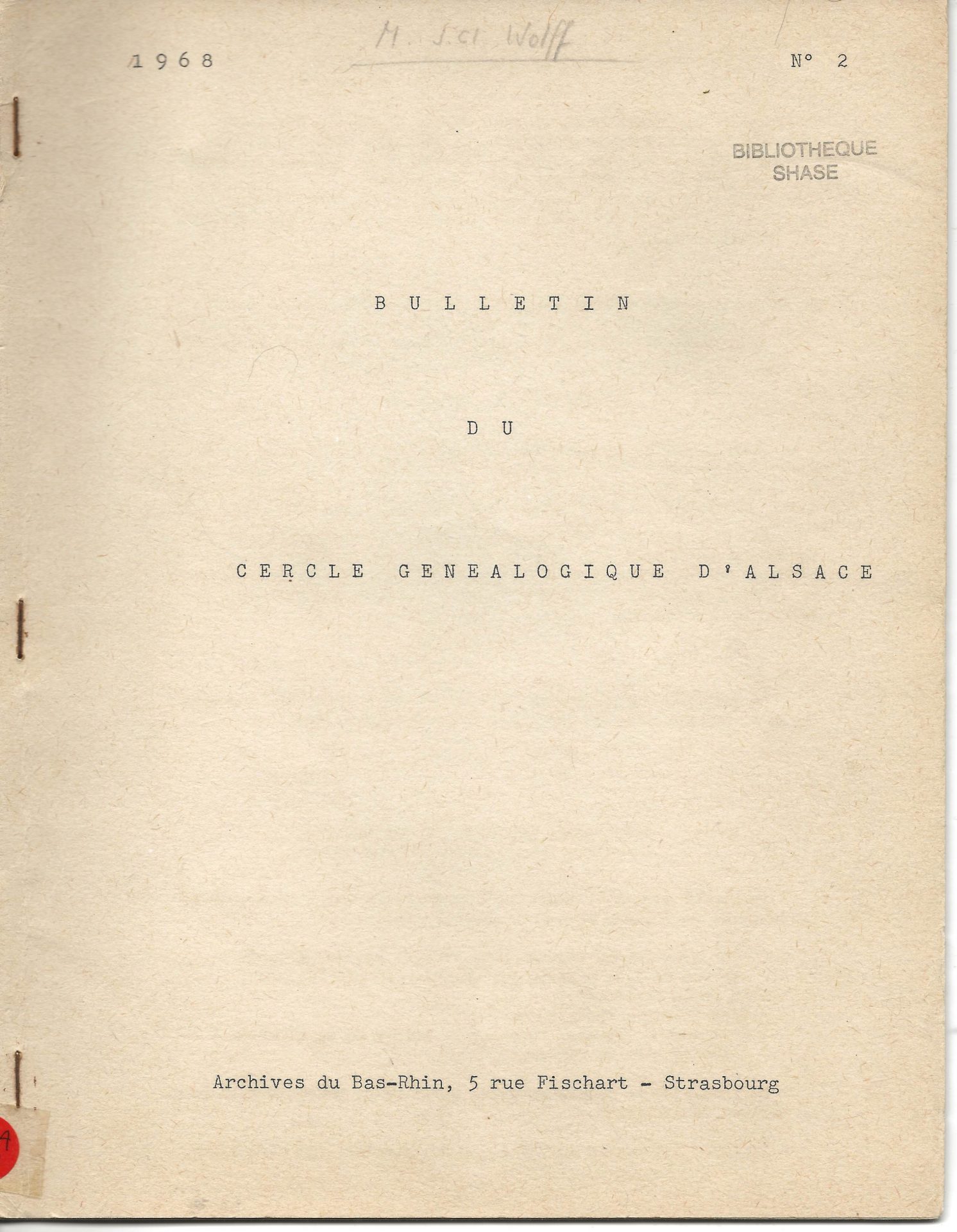 Bulletin du Cercle Généalogique d'Alsace