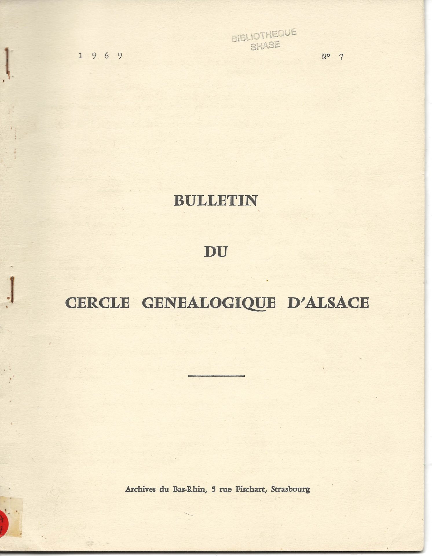 Bulletin du Cercle Généalogique d'Alsace