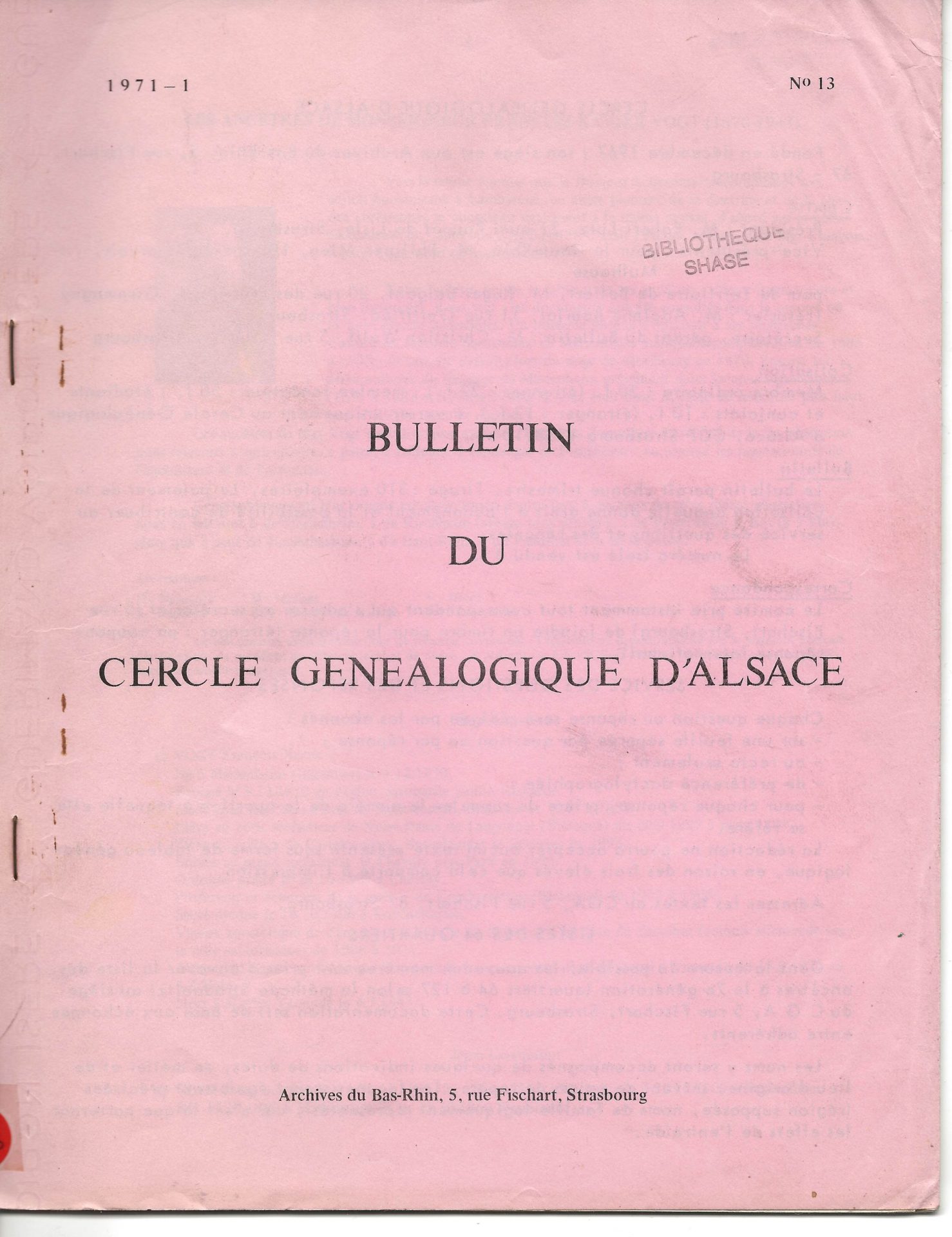 Bulletin du Cercle Généalogique d'Alsace