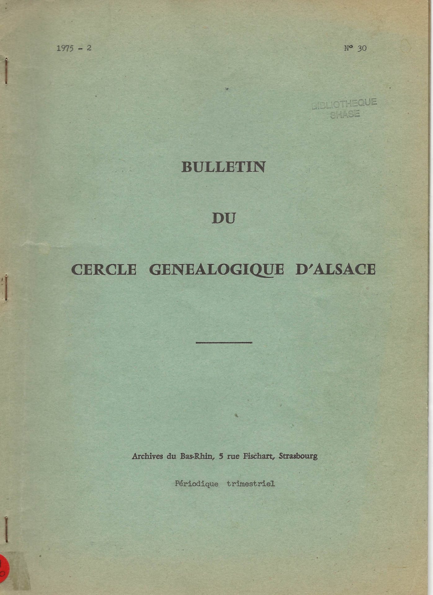Bulletin du Cercle Généalogique d'Alsace