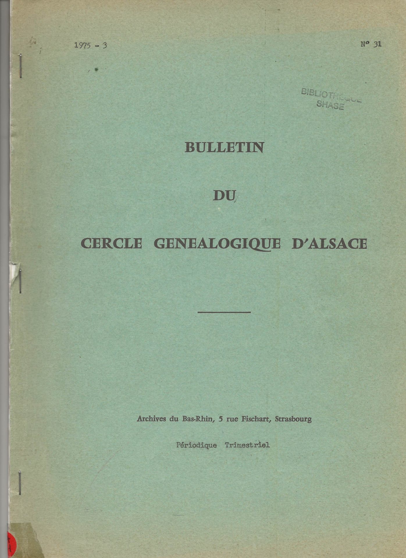 Bulletin du Cercle Généalogique d'Alsace