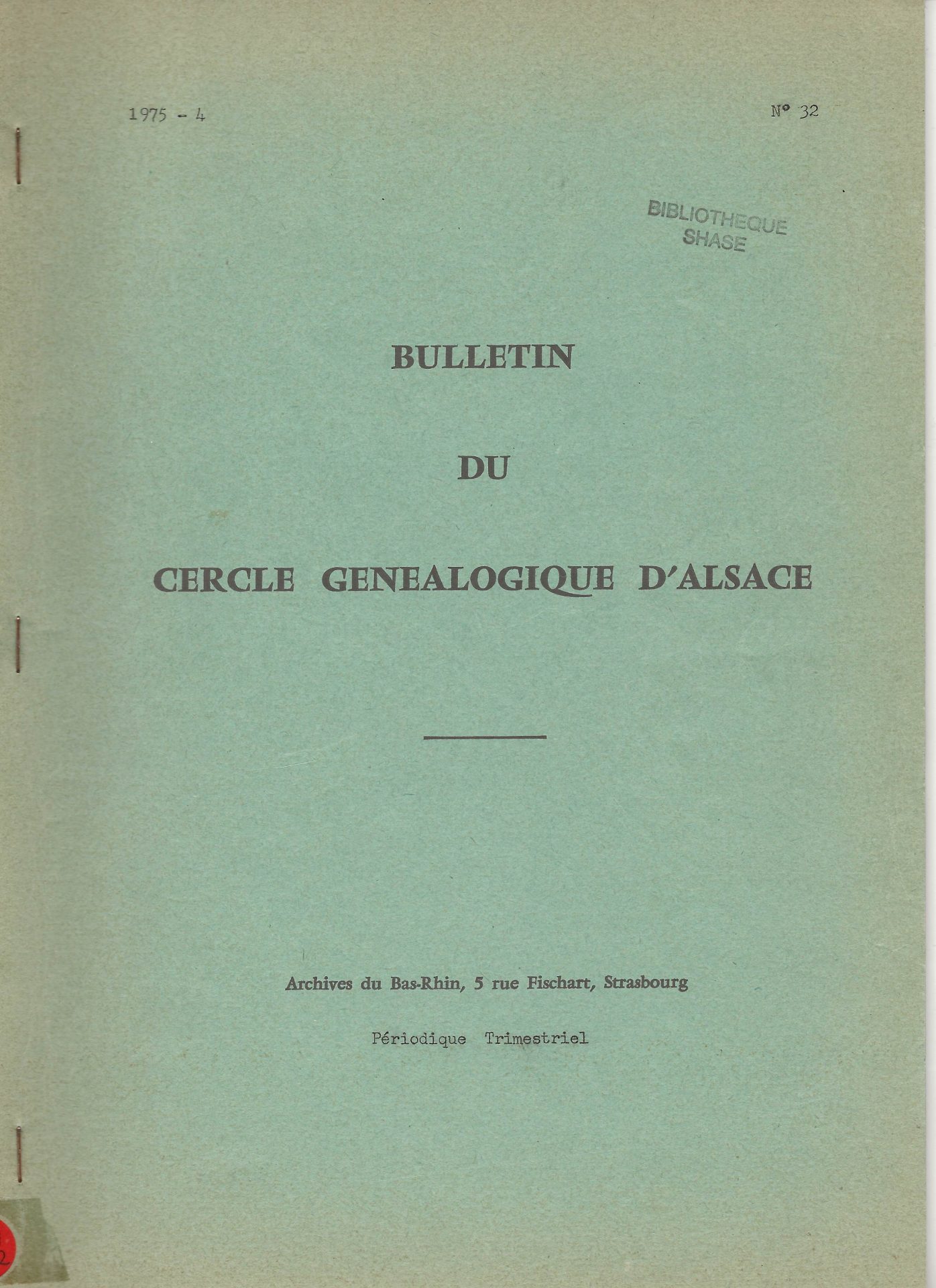 Bulletin du Cercle Généalogique d'Alsace
