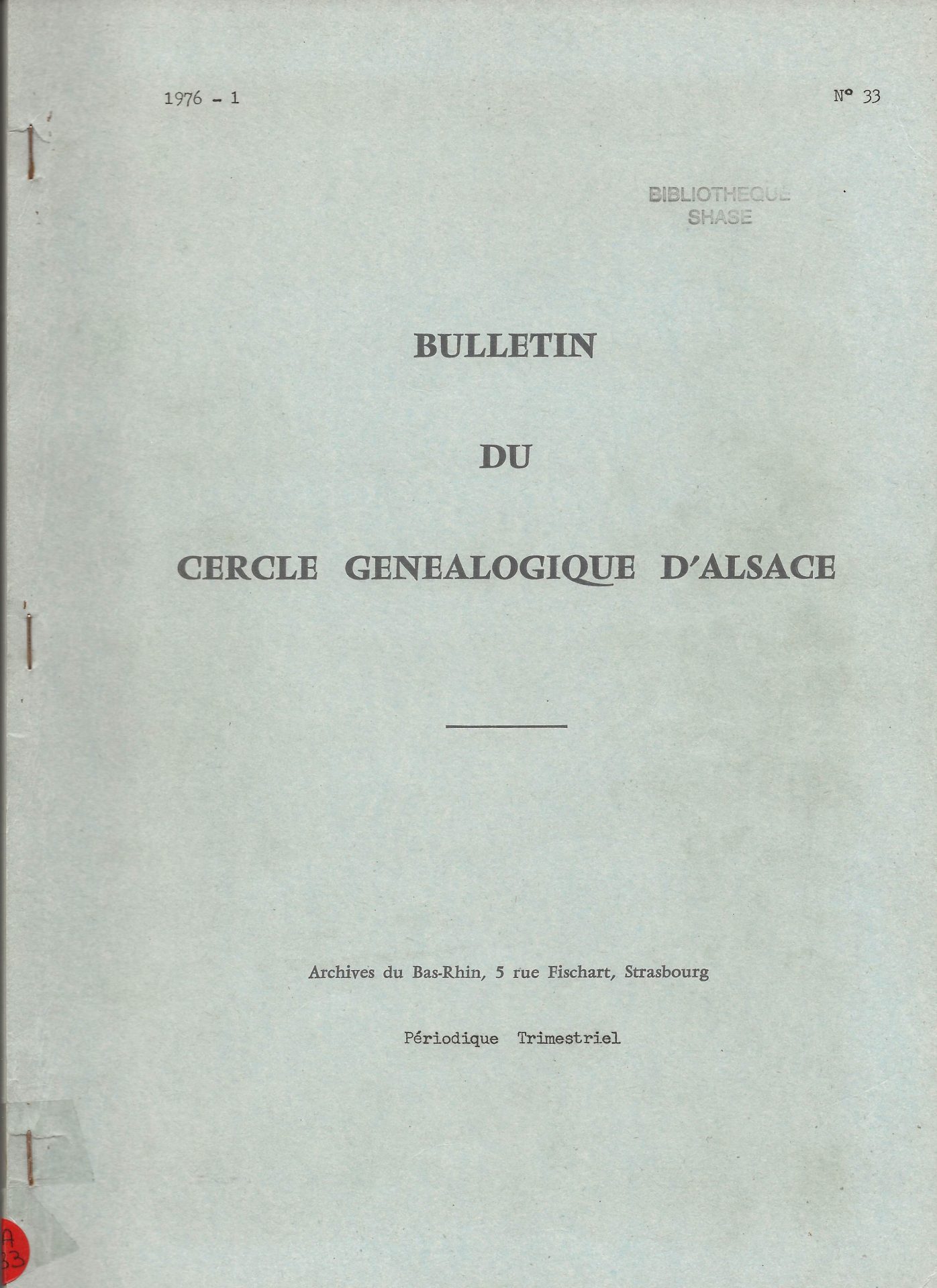 Bulletin du Cercle Généalogique d'Alsace