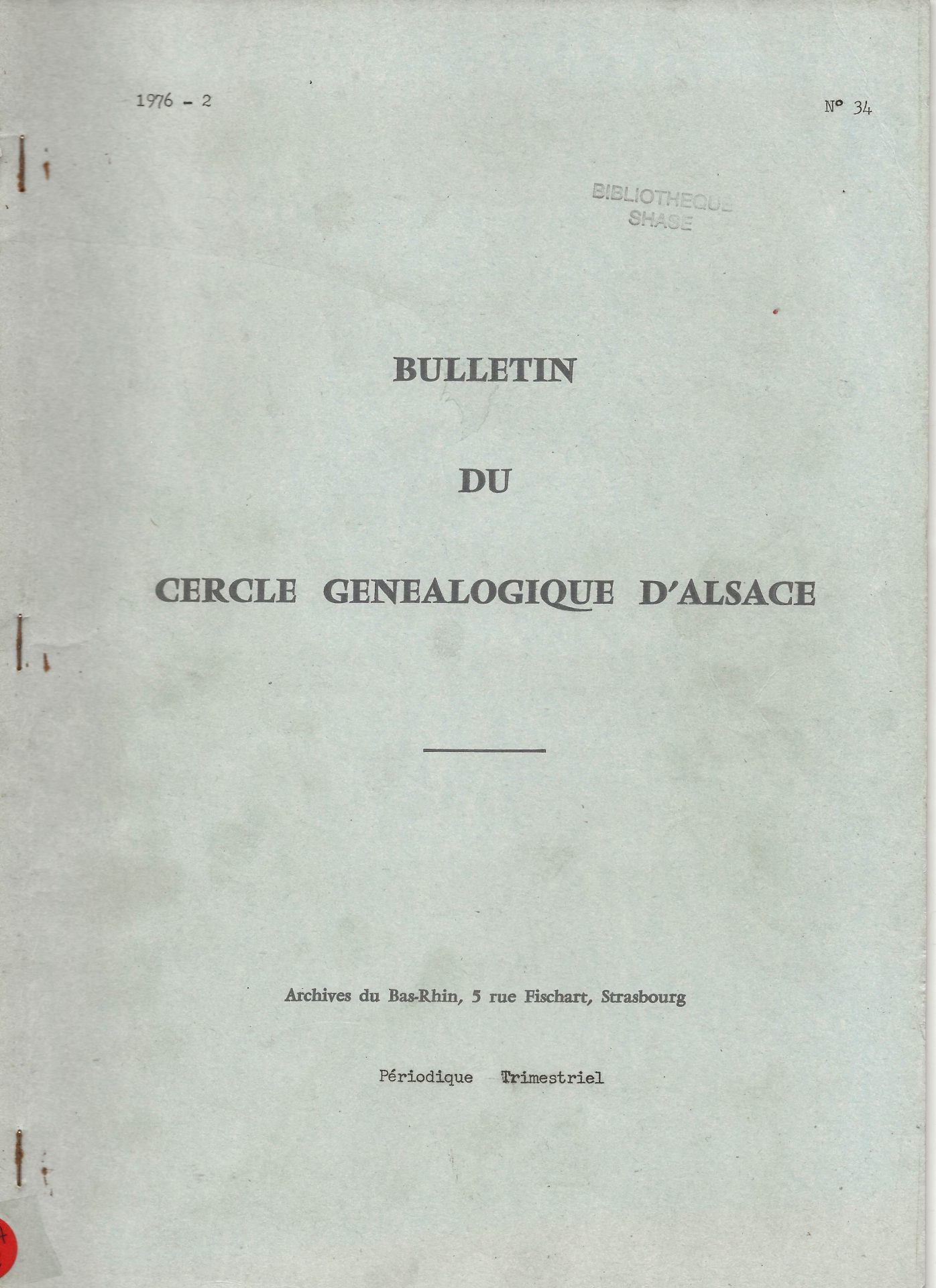 Bulletin du Cercle Généalogique d'Alsace