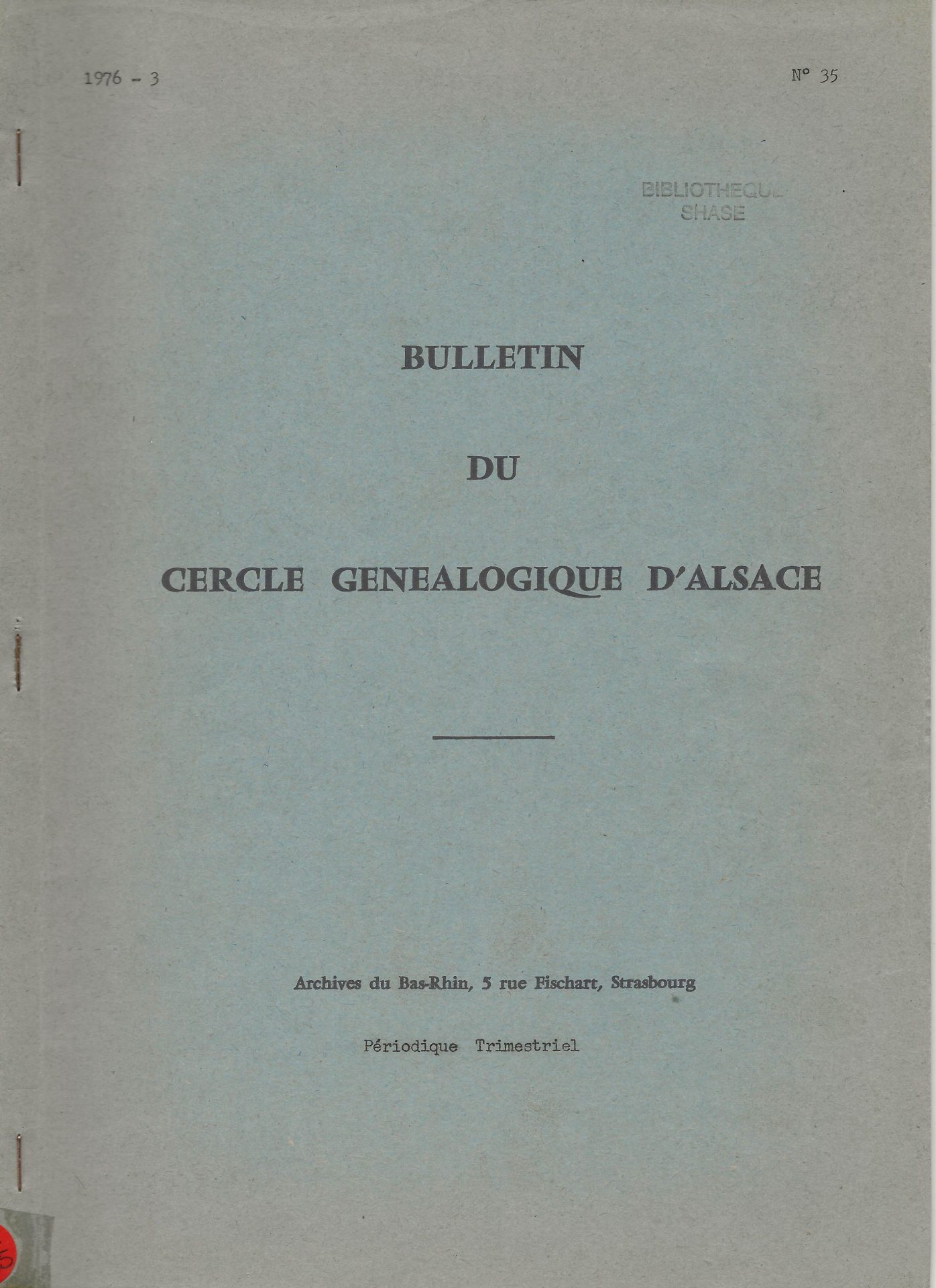 Bulletin du Cercle Généalogique d'Alsace