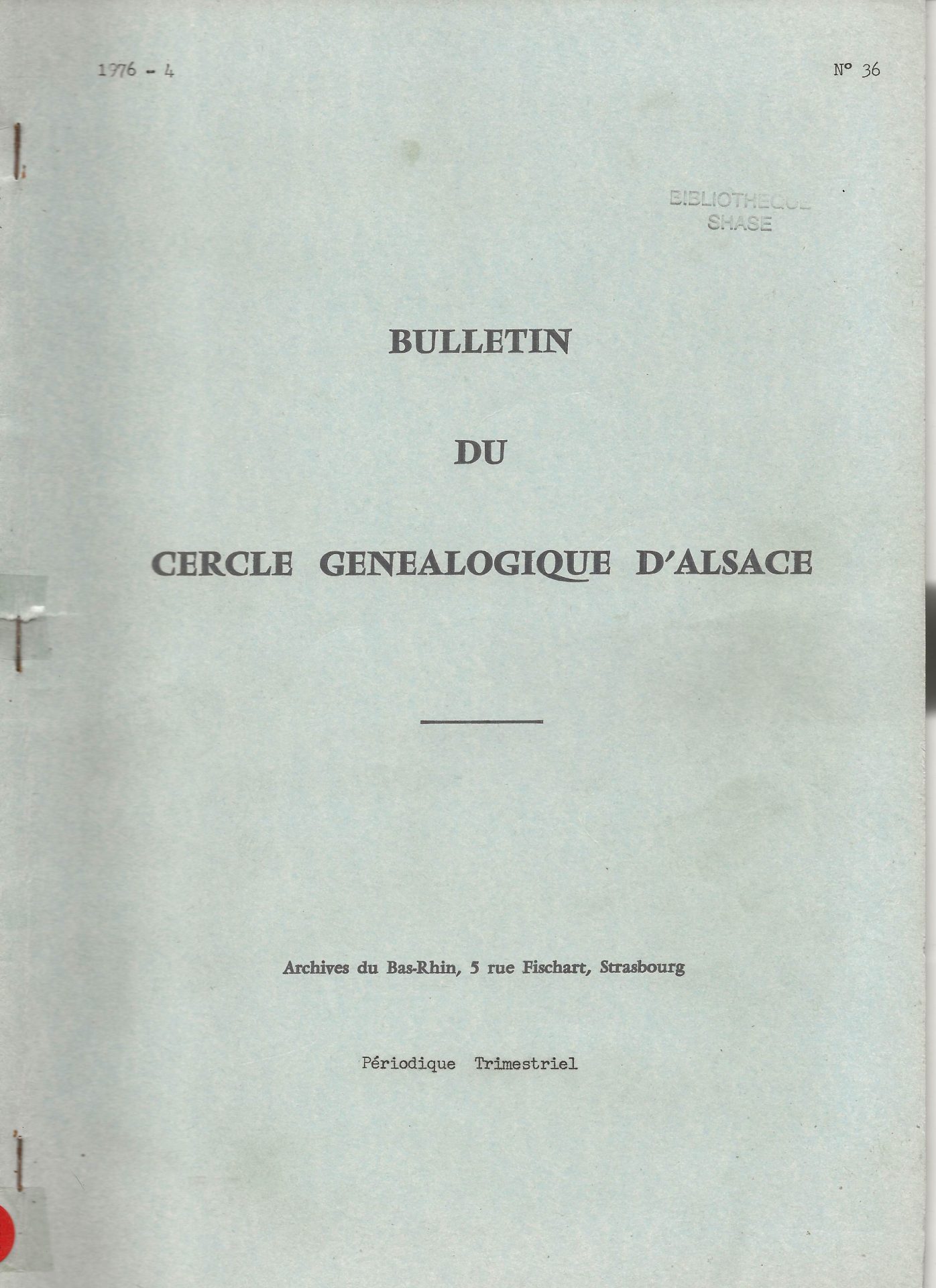 Bulletin du Cercle Généalogique d'Alsace