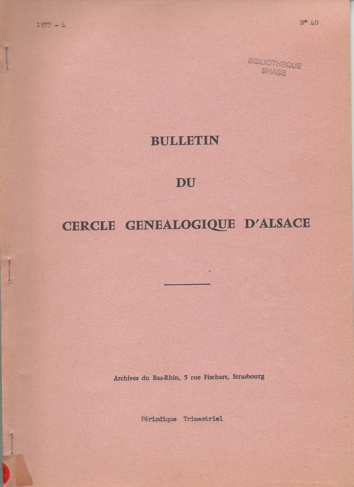 Bulletin du Cercle Généalogique d'Alsace
