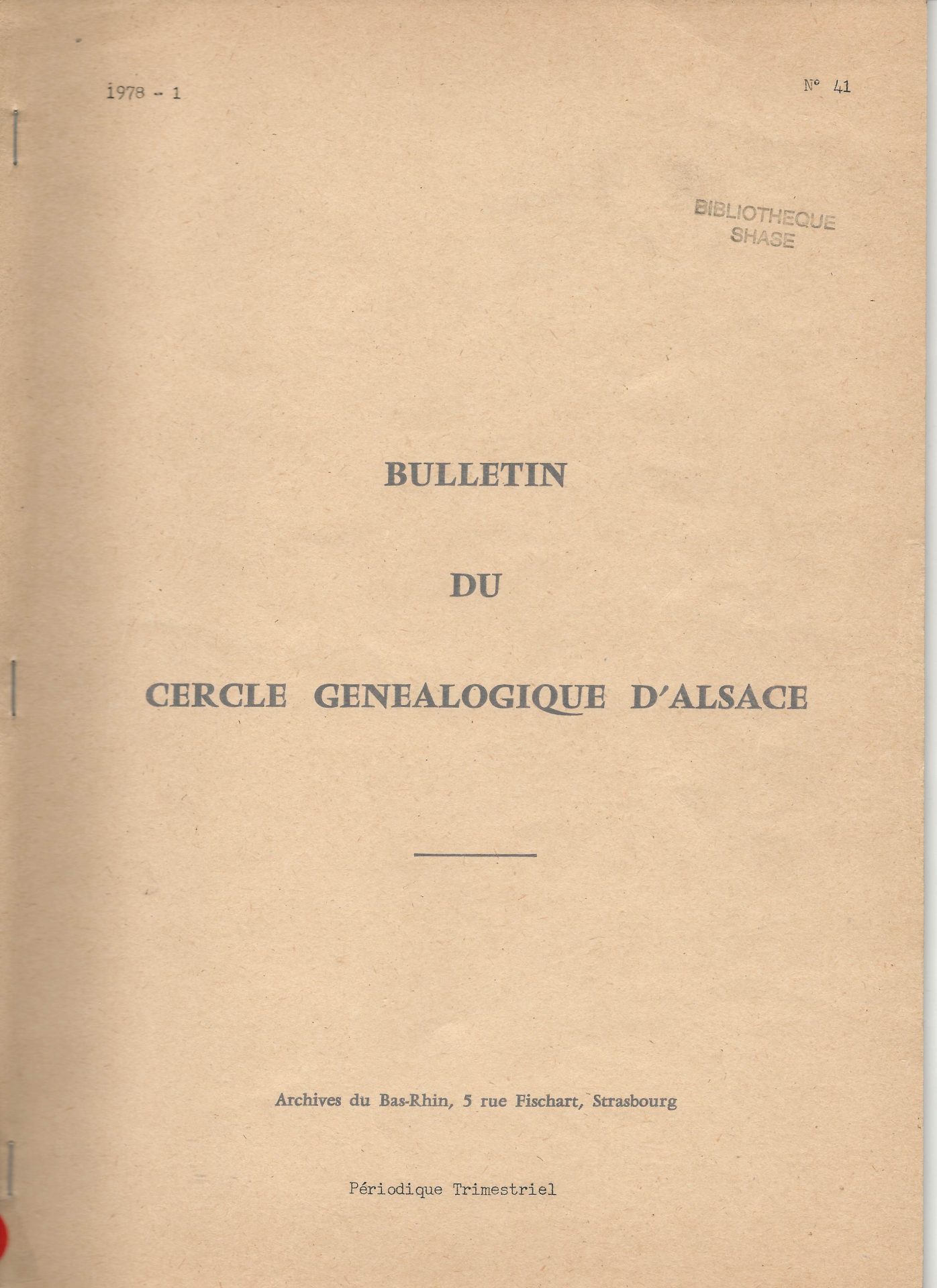 Bulletin du Cercle Généalogique d'Alsace